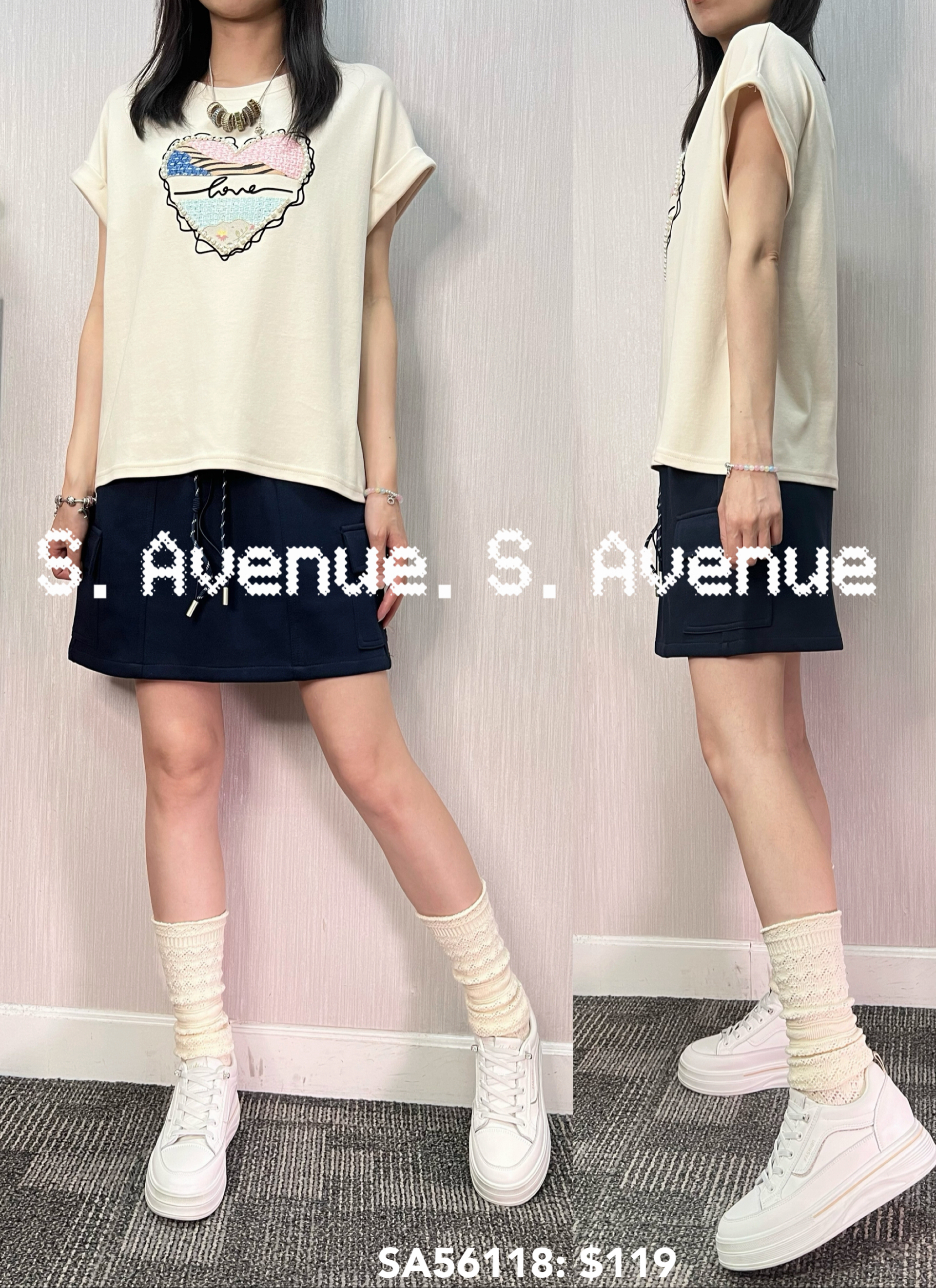 SA56118: 短袖大心心tee