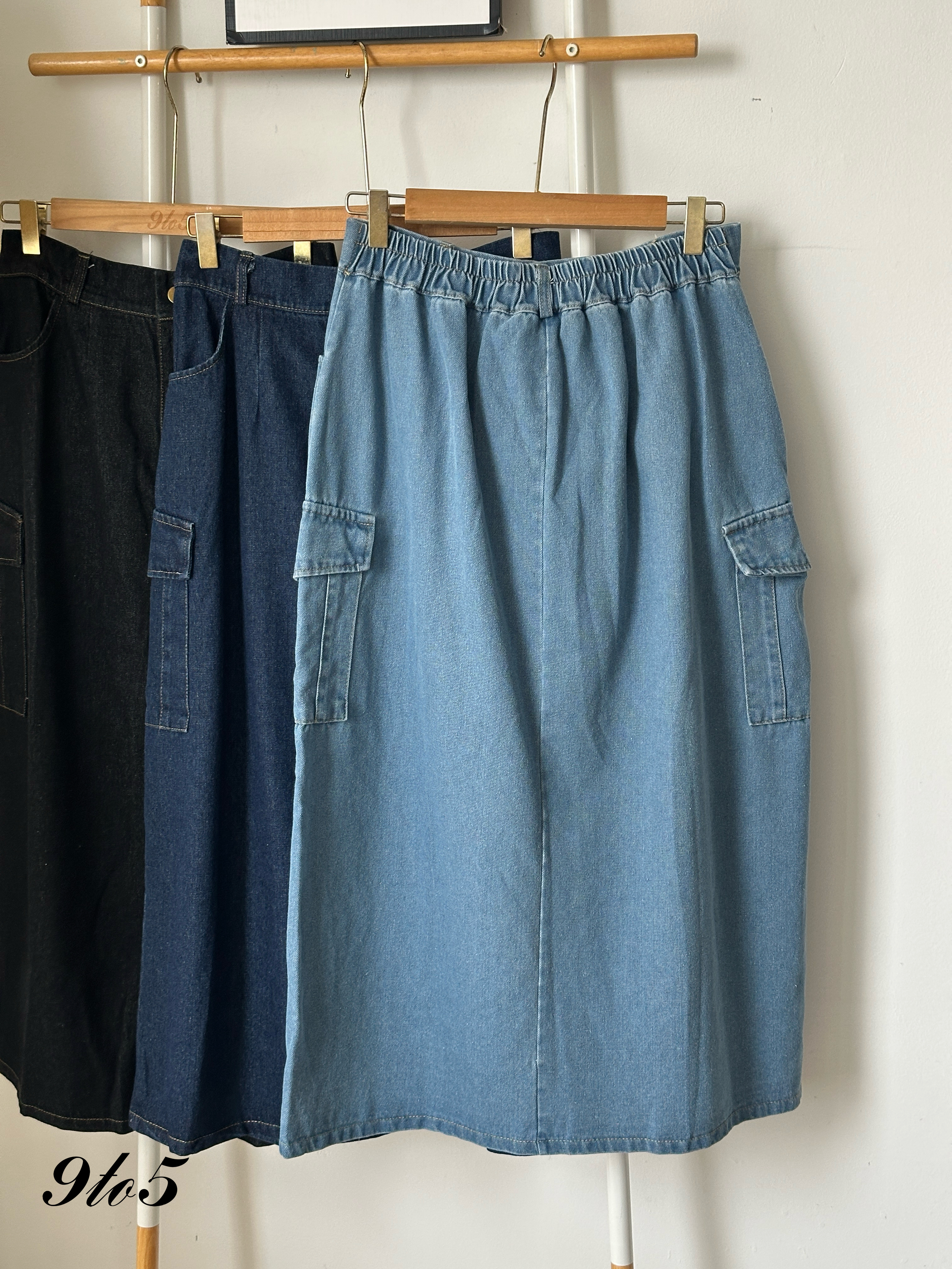 S1843 A Line Denim Skirt - 3 Colors 