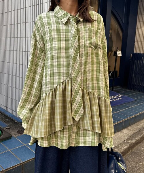 多層束腰襯衫裙【JT041】