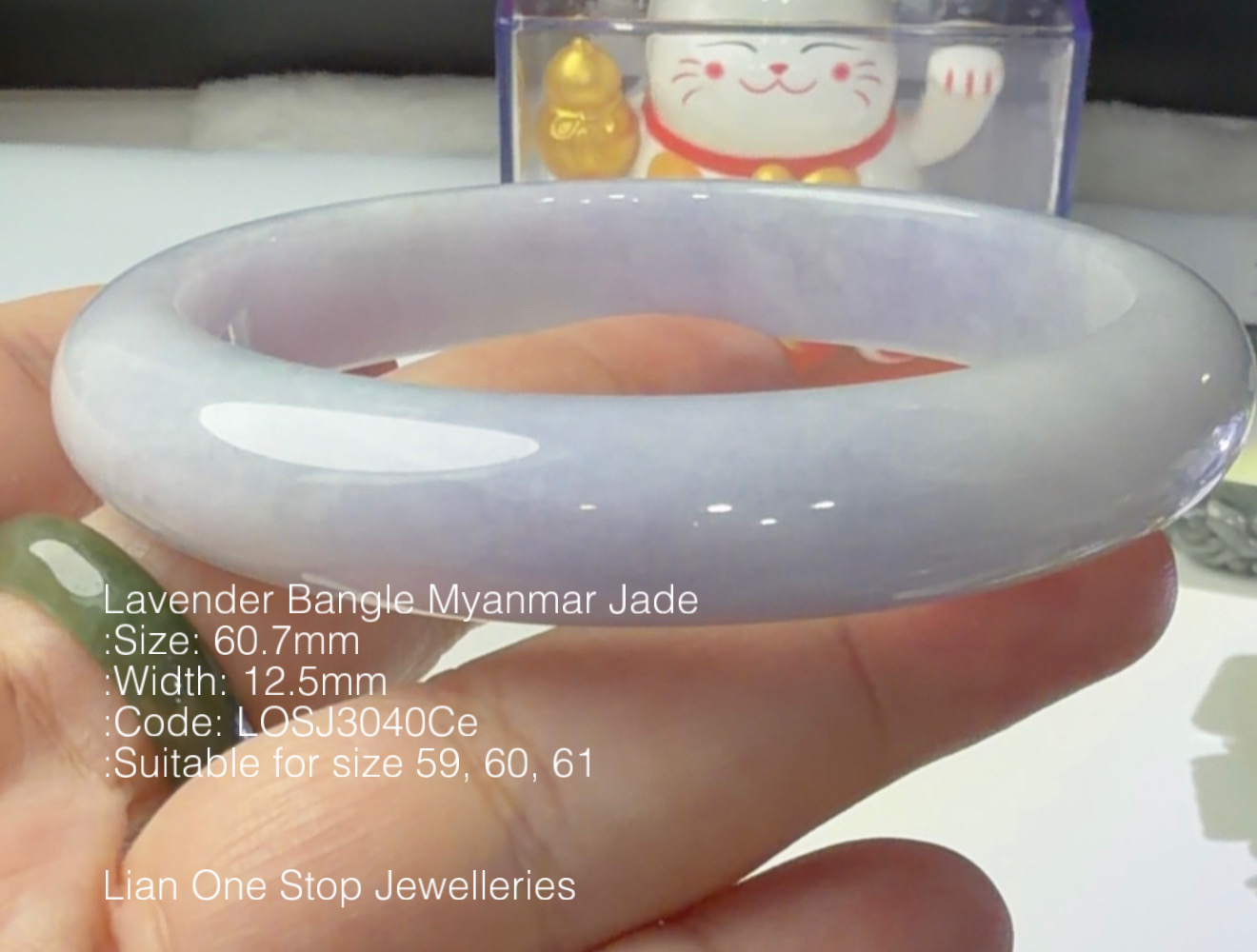 6.07cm Code: LOSJ3040Ce Lavender Bangle Myanmar Jade