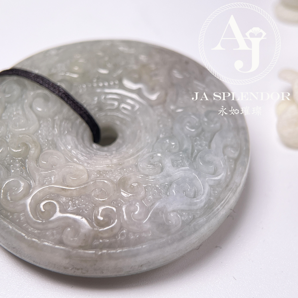 JN-3113 天然翡翠A玉 特大復古回紋雕刻平安扣