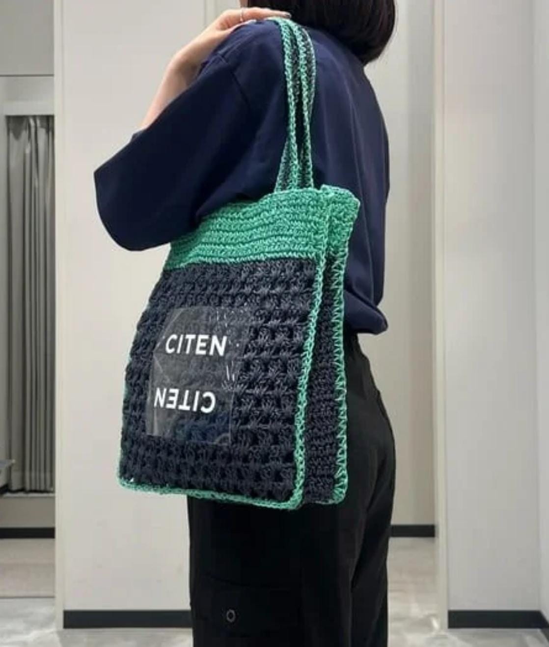 CITEN Paper Cord Bicolor Tote- 約34 x 29 x 7cm