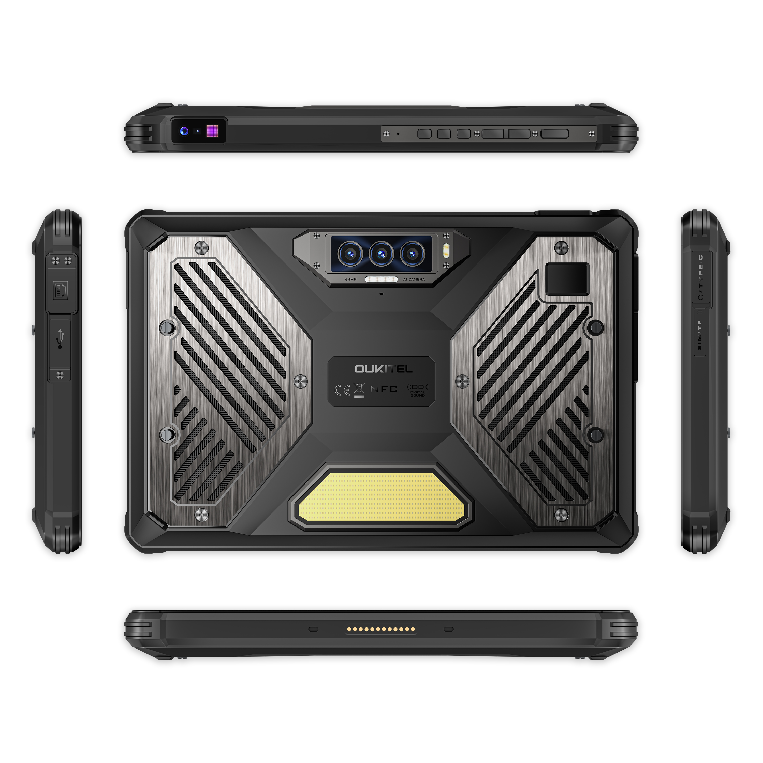 OUKITEL RT10 Industry 5G | 12GB/512GB 11吋 120Hz 25000mAh 條碼掃描 指紋採集器 擴展接口 夜視 露營燈 130dB雙喇叭 WiFi6E NFC 工業三防平板 Rugged Tablet