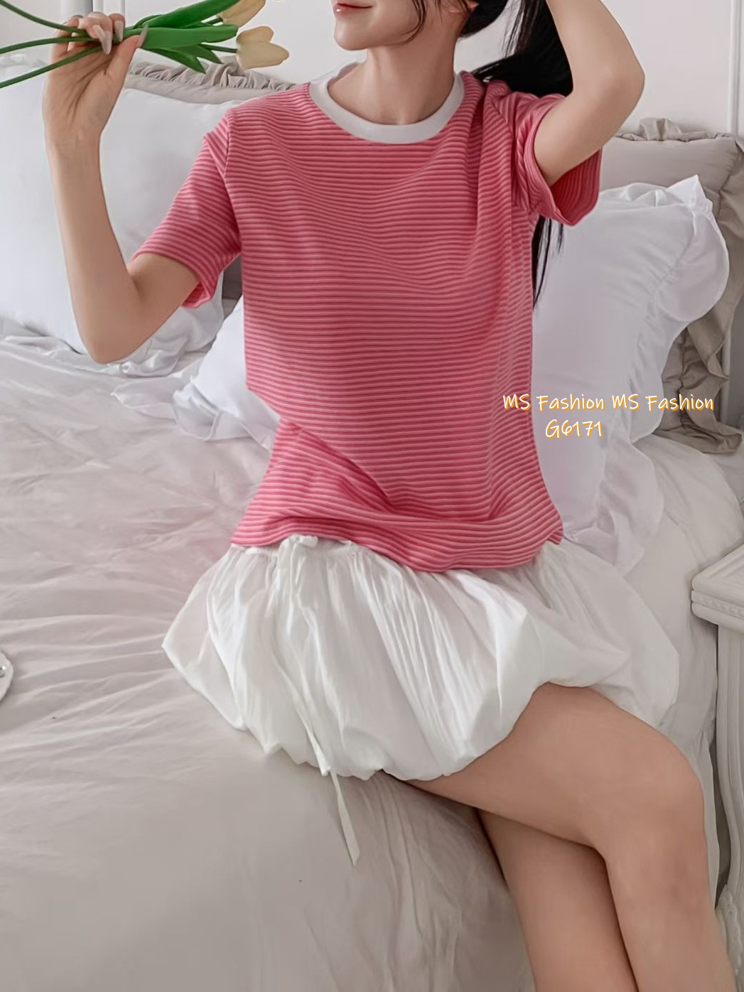  G6171 韓國🇰🇷拼色領橫間top