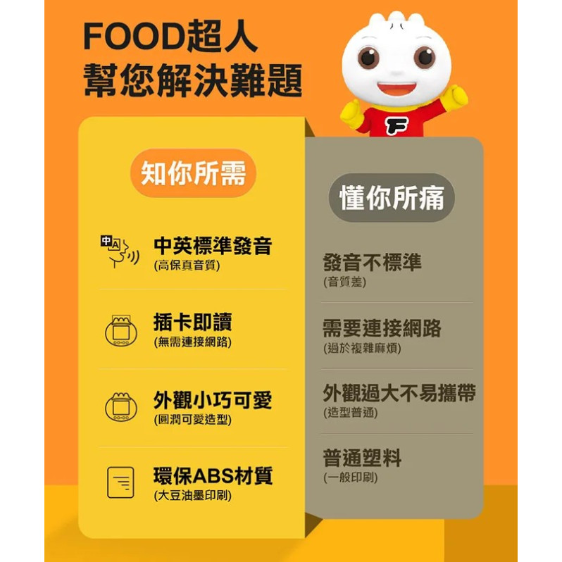 Food超人幼兒智慧讀卡機 (400個雙語單字+138個音效）