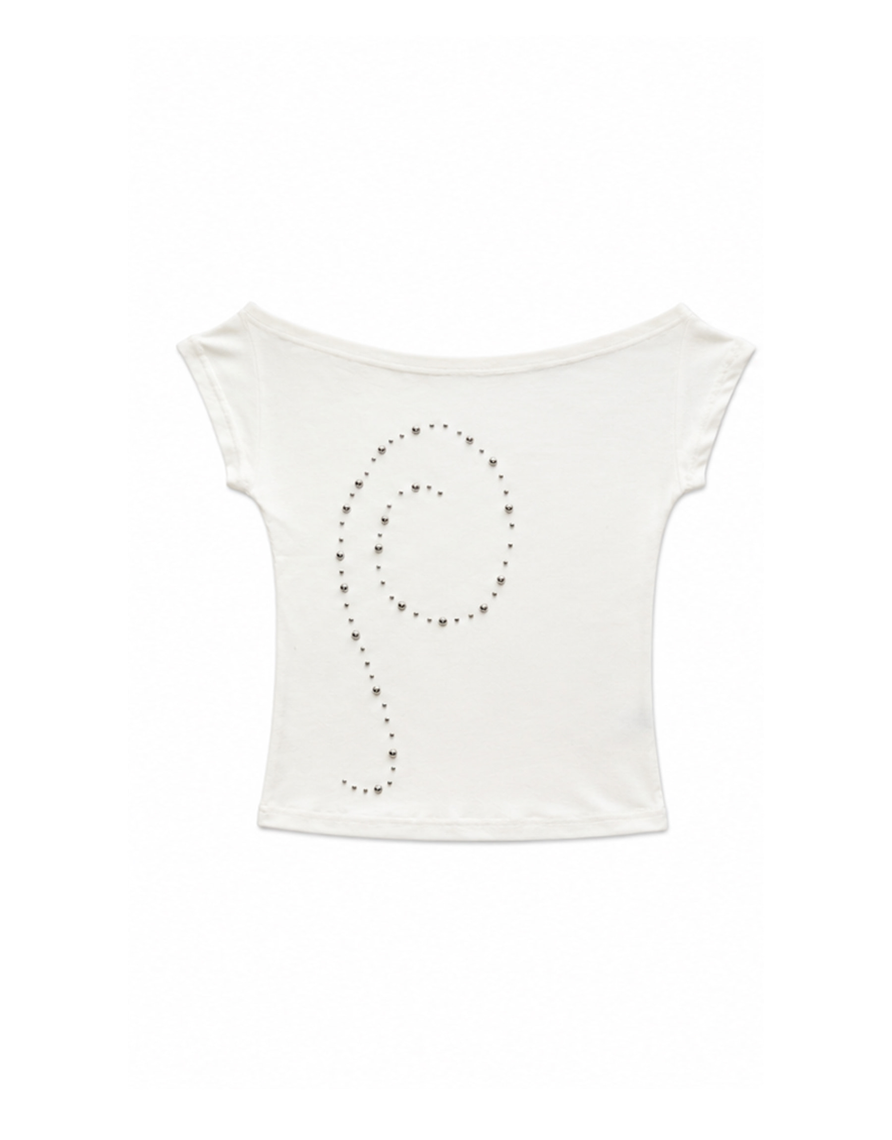 Studded Off-Shoulder Short Sleeve Top