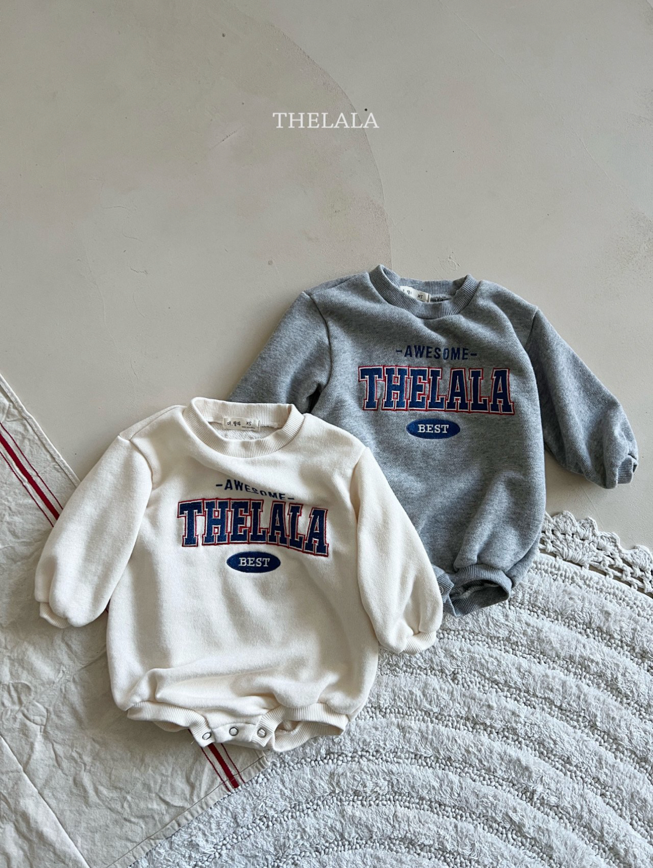 🌸預訂 韓國直送🌸🇰🇷THELALA兩色親子款標誌刺繡貼花長袖包屁衣