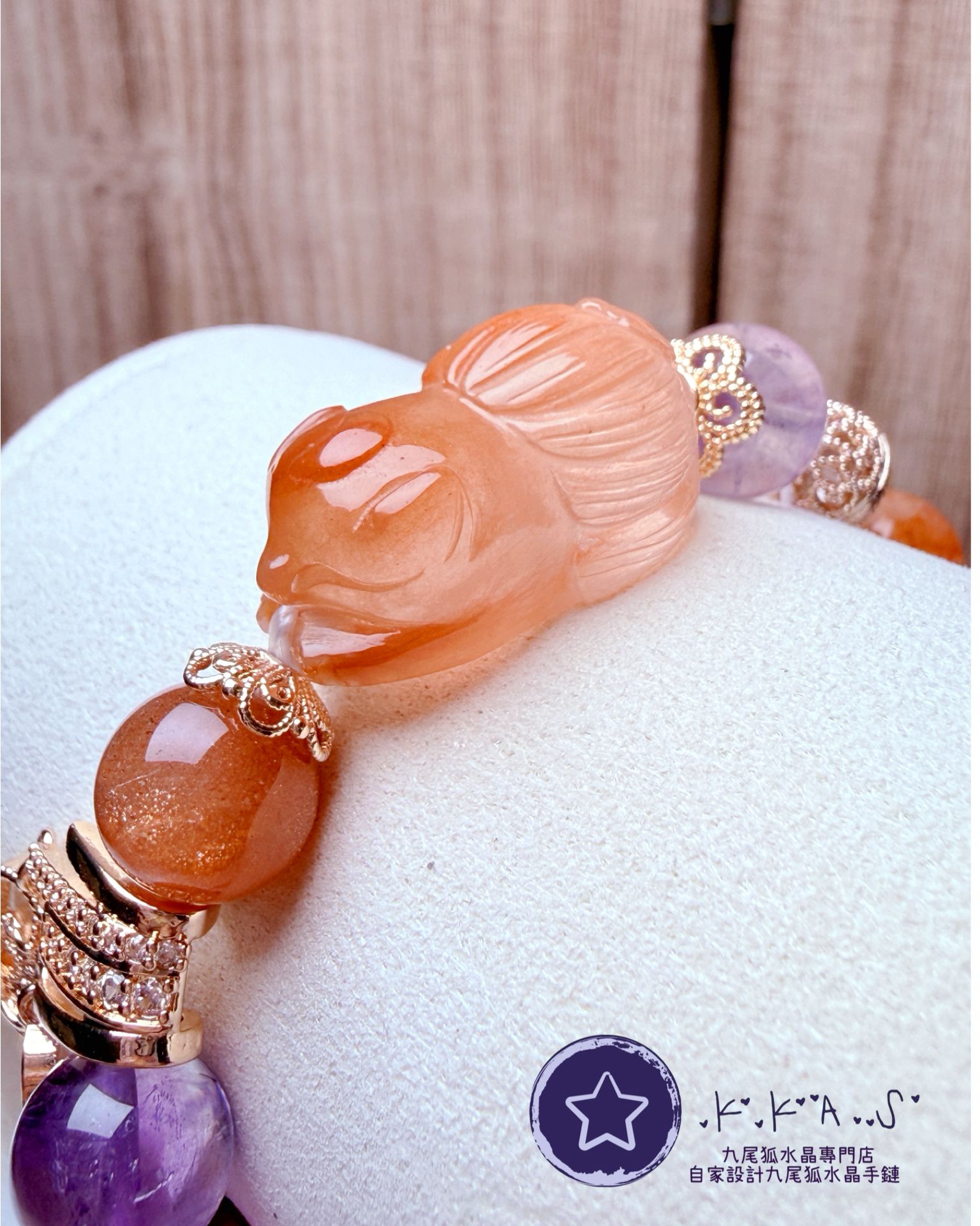 K00050 紅兔毛趴趴狐 自家設計手鏈