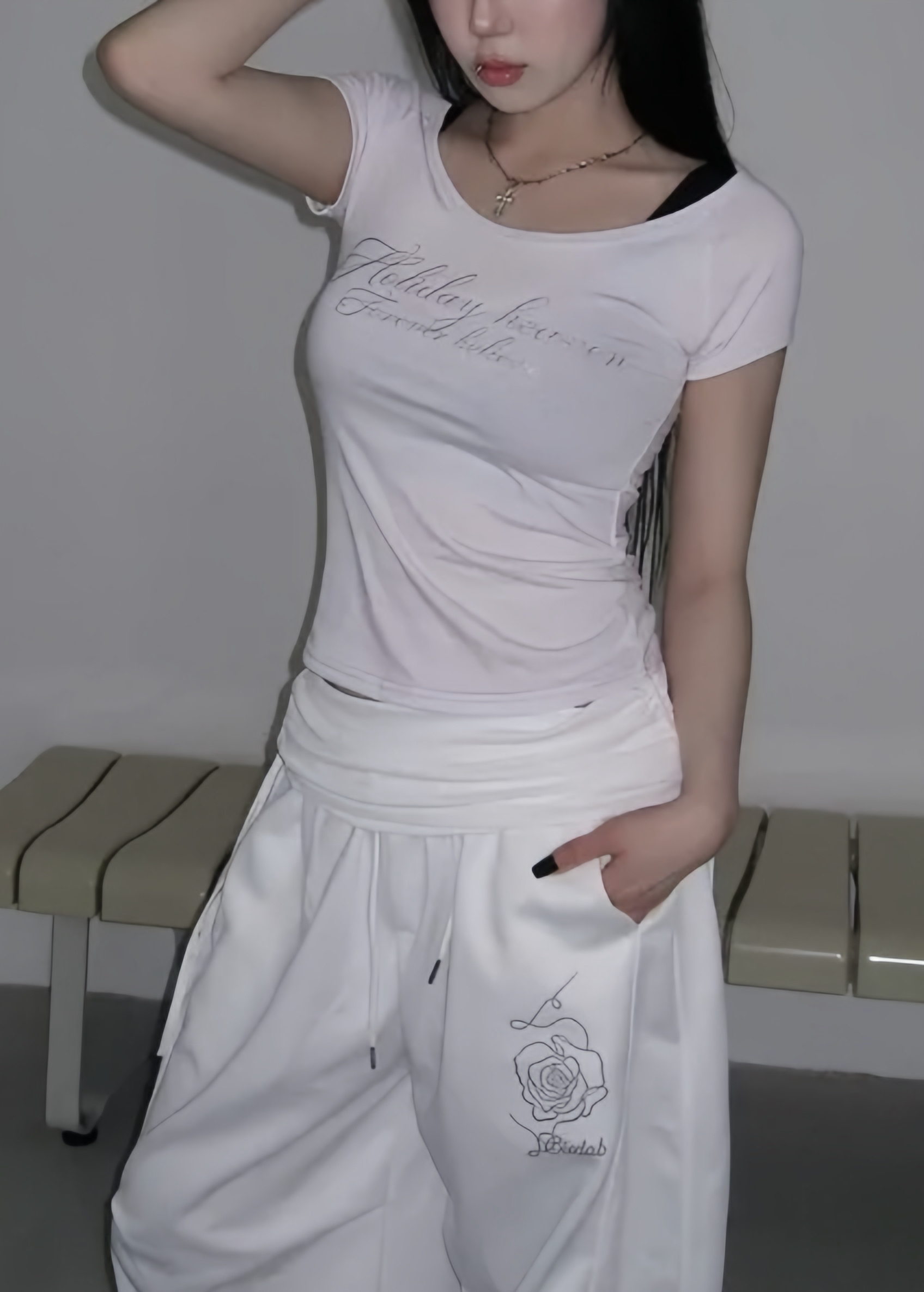 Letter Print Scoop Neck Top