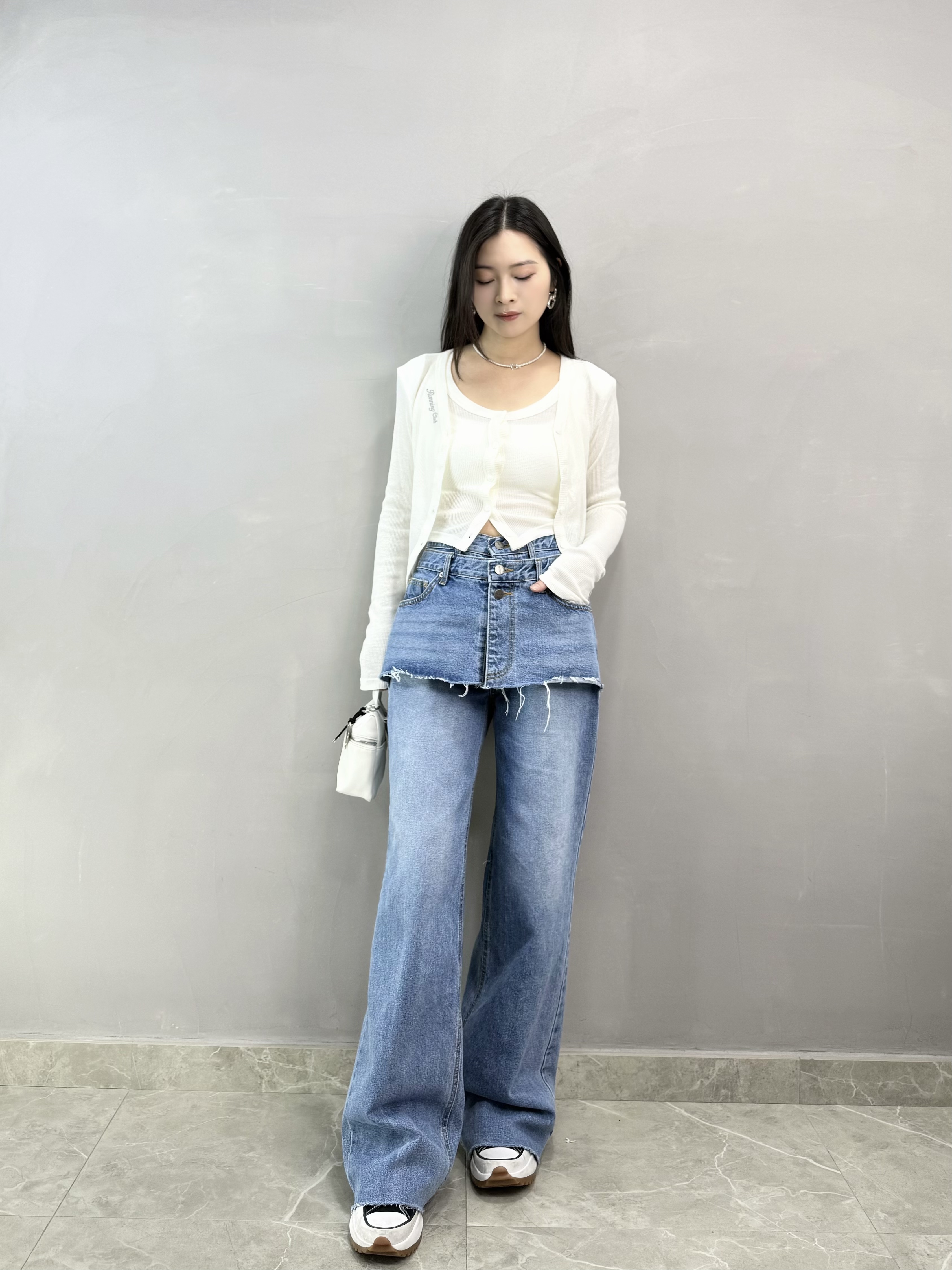 M63 格仔紋背心+刺繡外套set