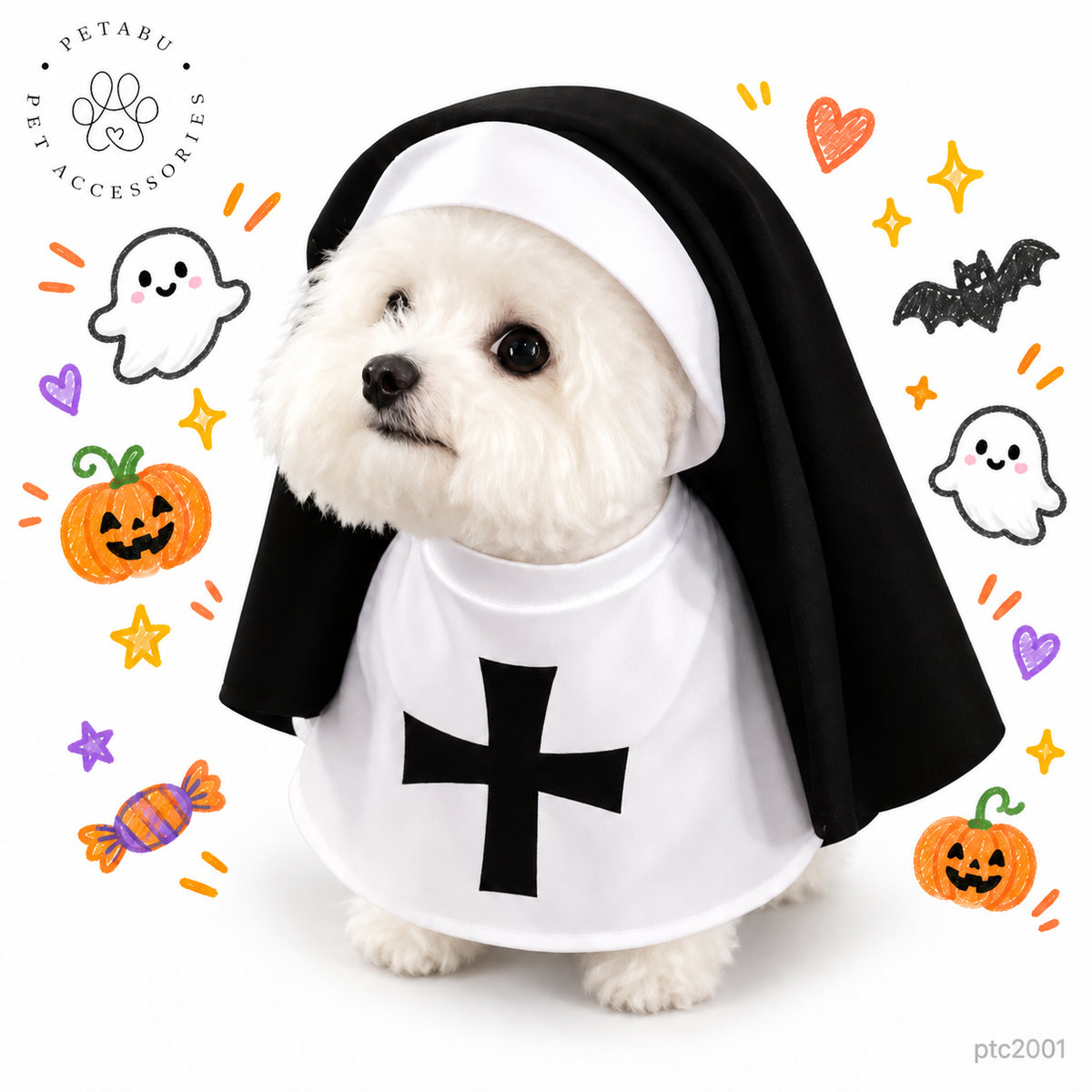 貓狗萬聖節修女服裝 Halloween Pet Costume 寵物修女造型萬聖節貓狗衫 香港現貨｜PTC2001