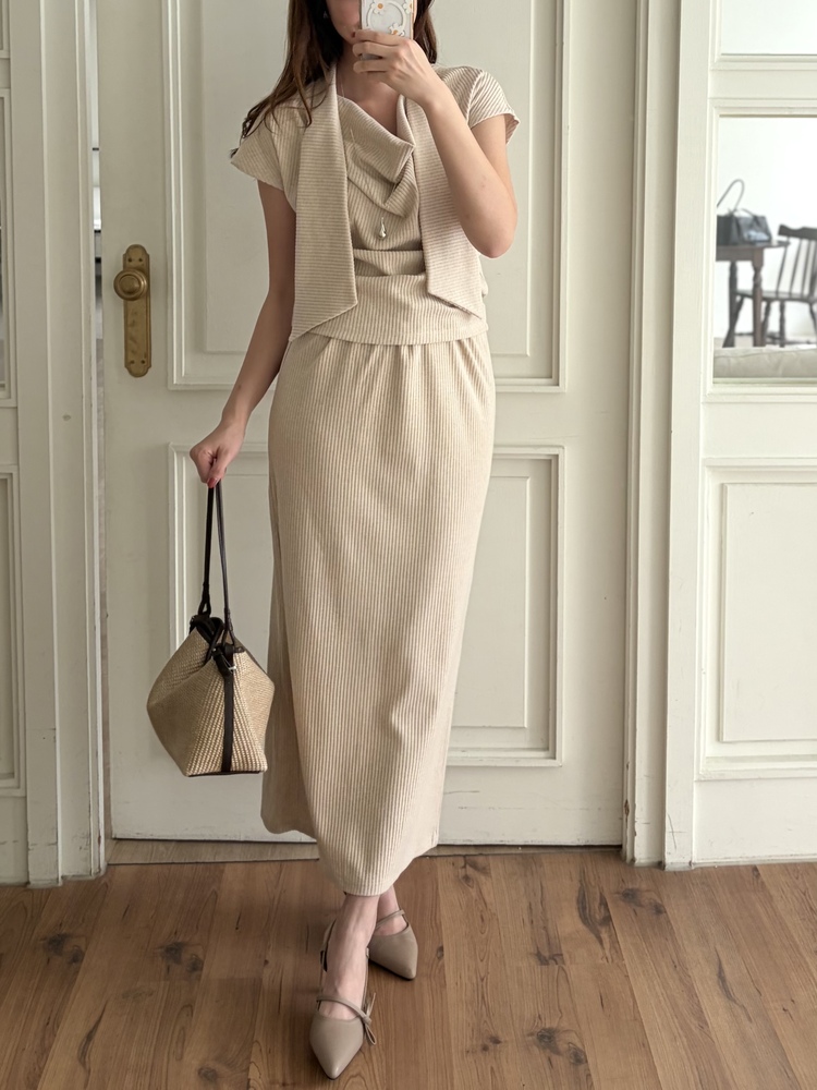 Softy Tie Detail Set (Nude Beige)