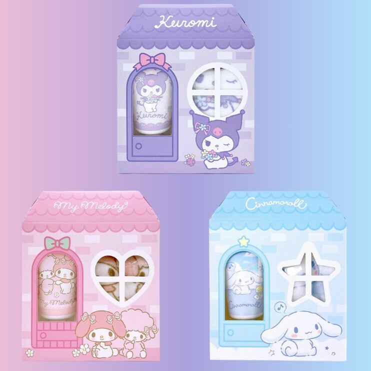 日本直送 SHOBIDO Sanrio 潤手霜及迷你毛巾套装 - 1盒 - 現貨