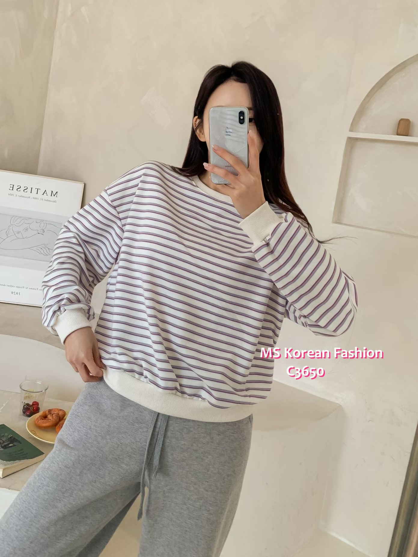 C3650 韓國🇰🇷靚色橫間top