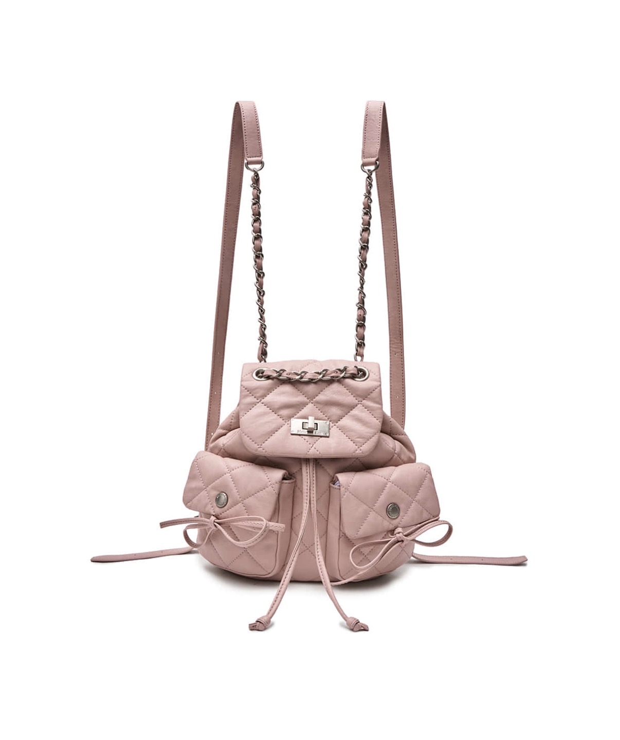 MATIN KIM 特價場 DOUBLE POCKET QUILTING MINI BACKPACK IN PINK