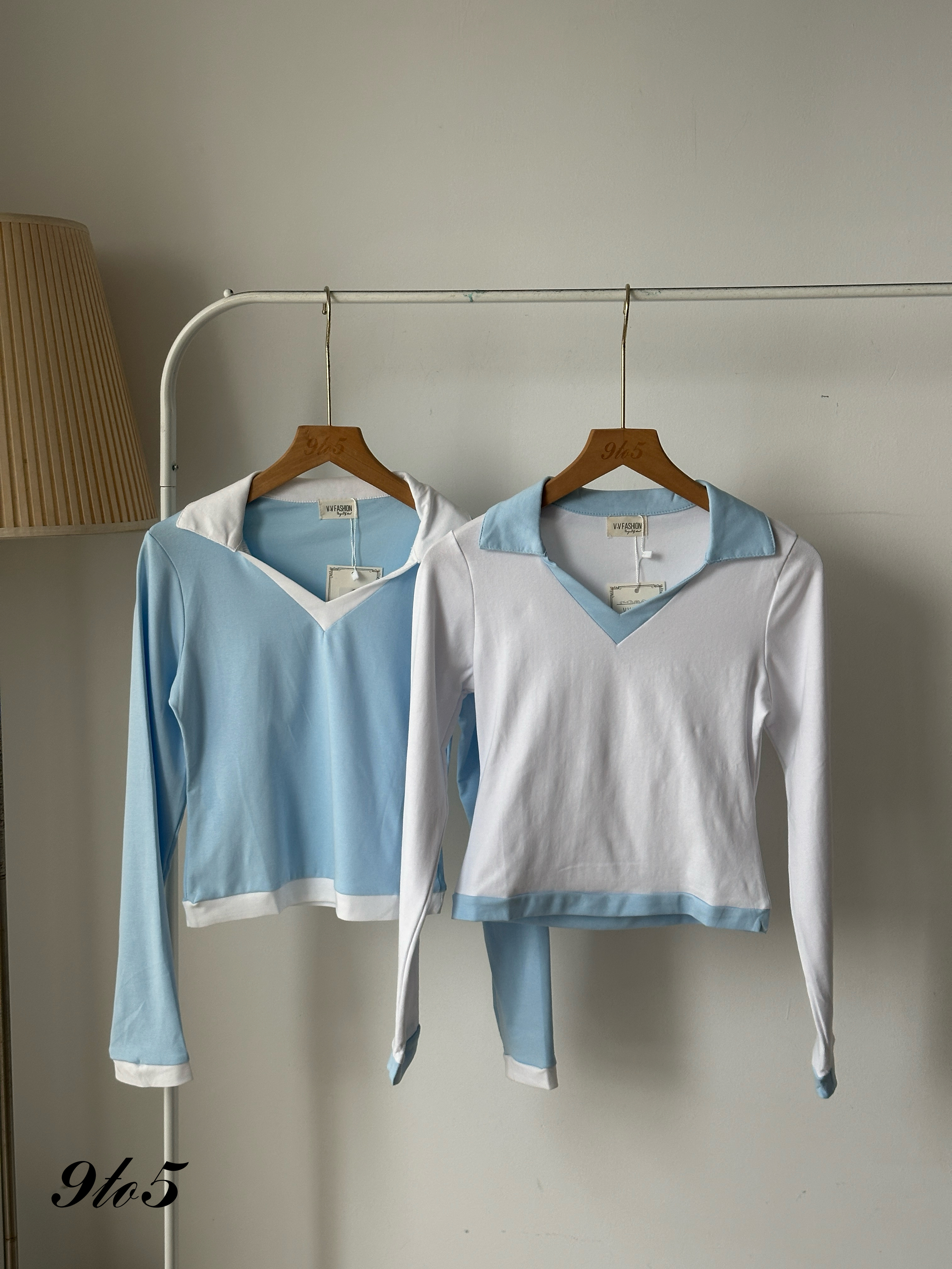 T4044 Long Sleeve Polo Top - 6 Colors