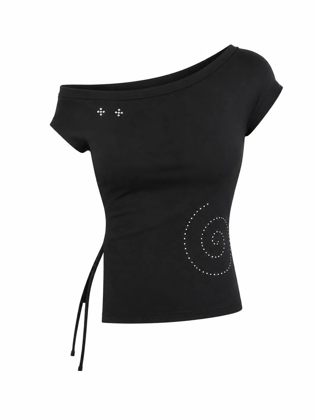Rhinestone Asymmetric Side Slit Top