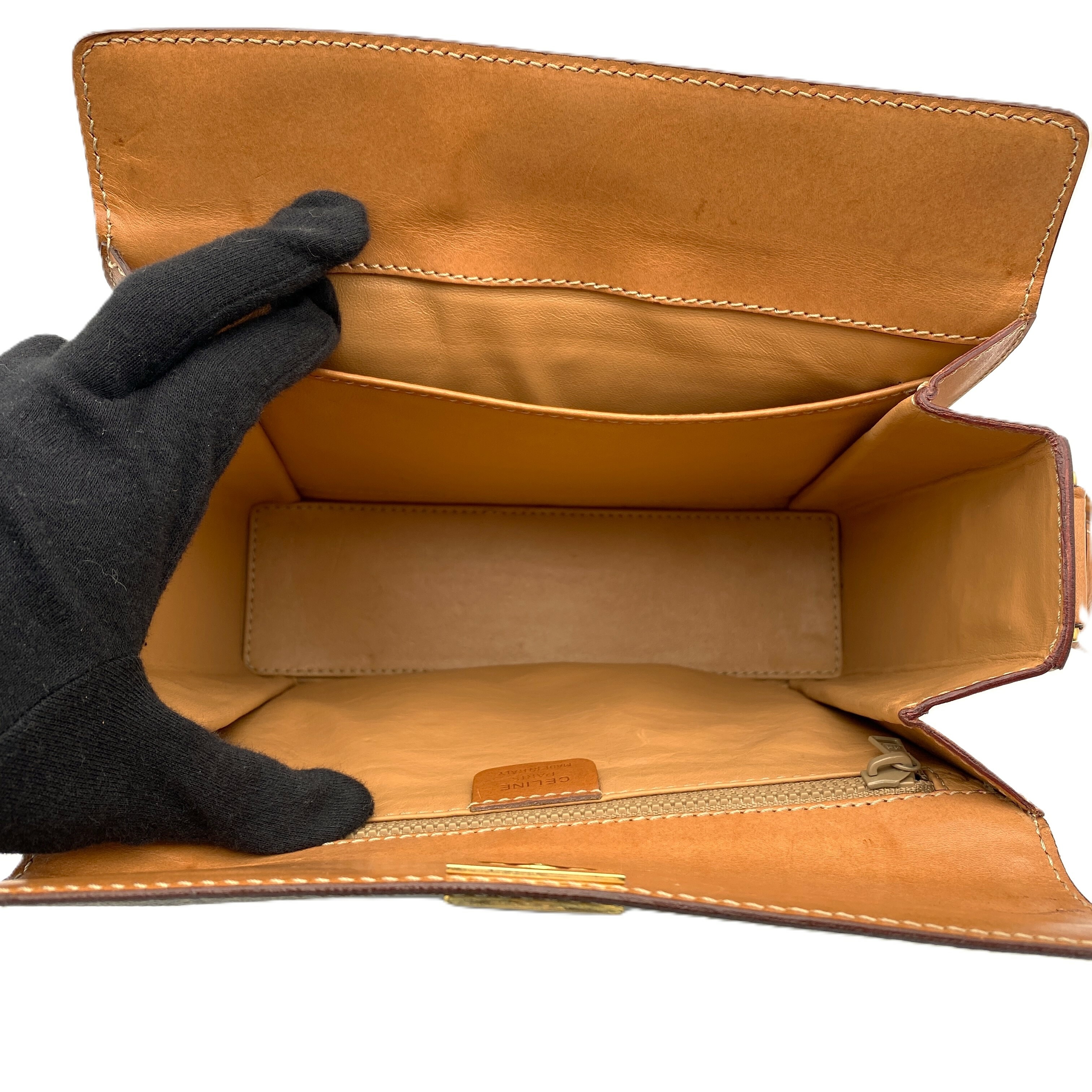 Celine Brown Macadam Pattern Vintage Shoulder Bag