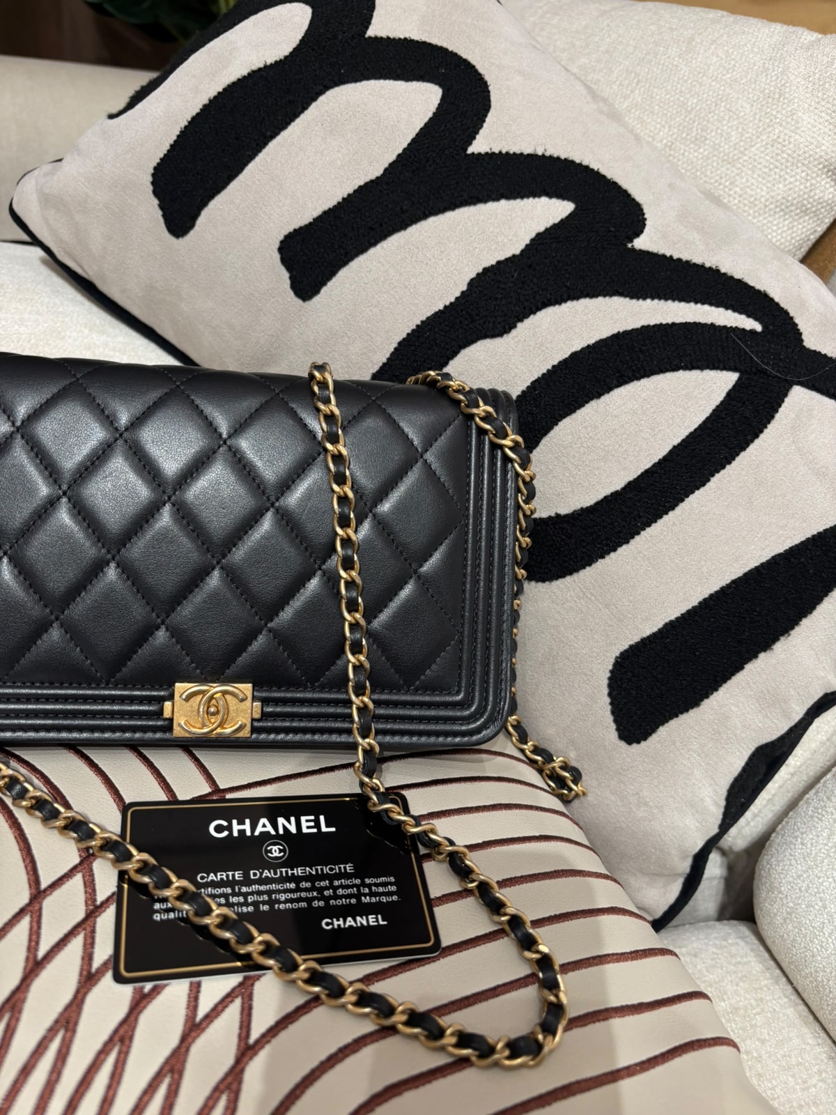Chanel Boy Wallet On Chain woc 黑金100%Authentic, 92%New ✅26Card✅Dust bag