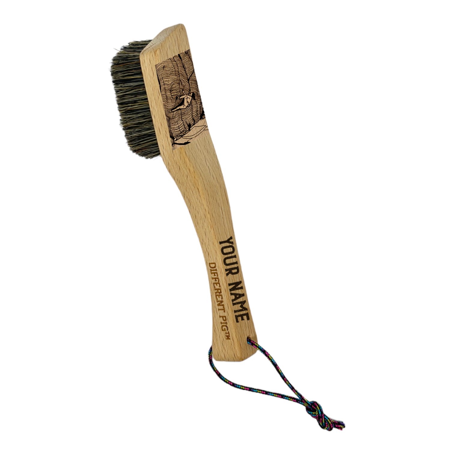 【來圖訂製】𝗗𝗜𝗙𝗙𝗘𝗥𝗘𝗡𝗧 𝗣𝗜𝗚™ OG brush with paracord fully customised by you 刻圖大豬攀岩掃