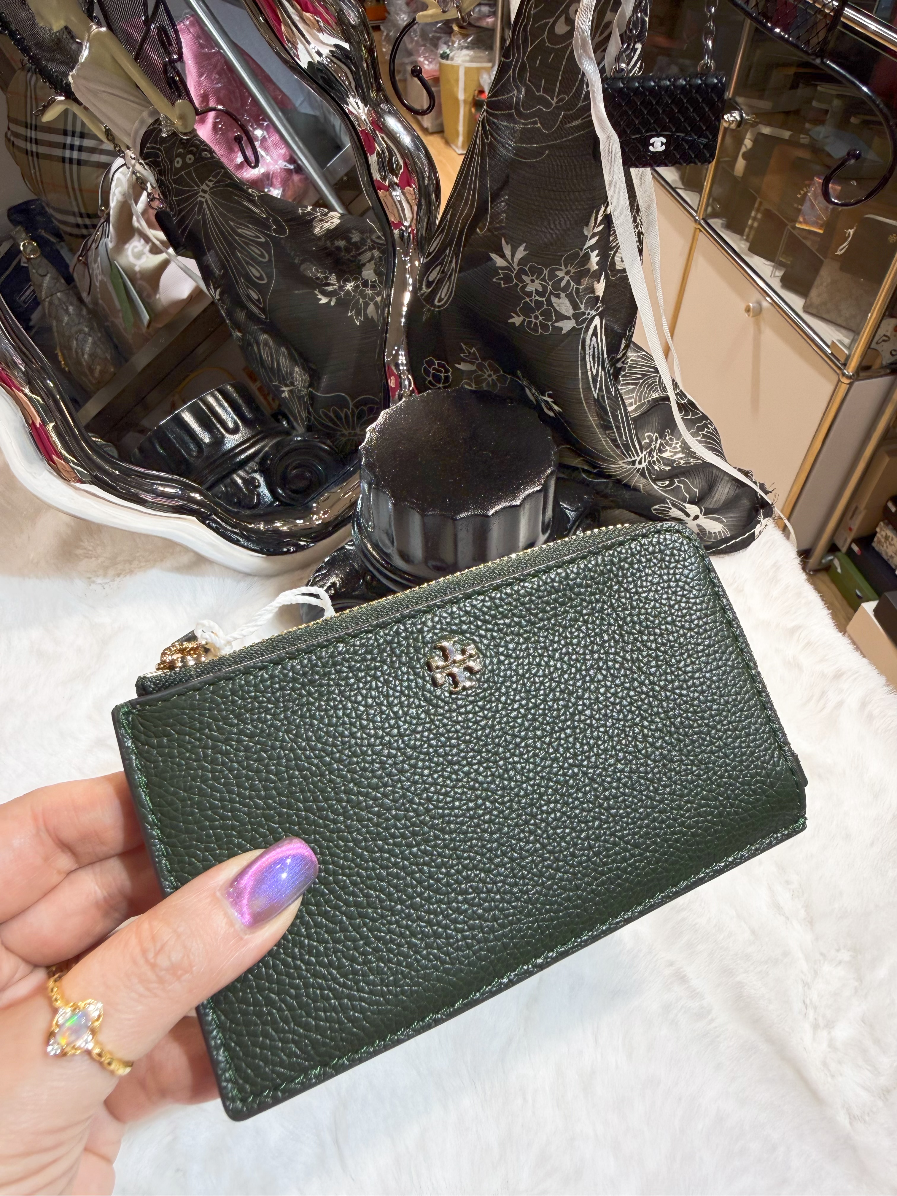 Tory burch Blake zip card case verde