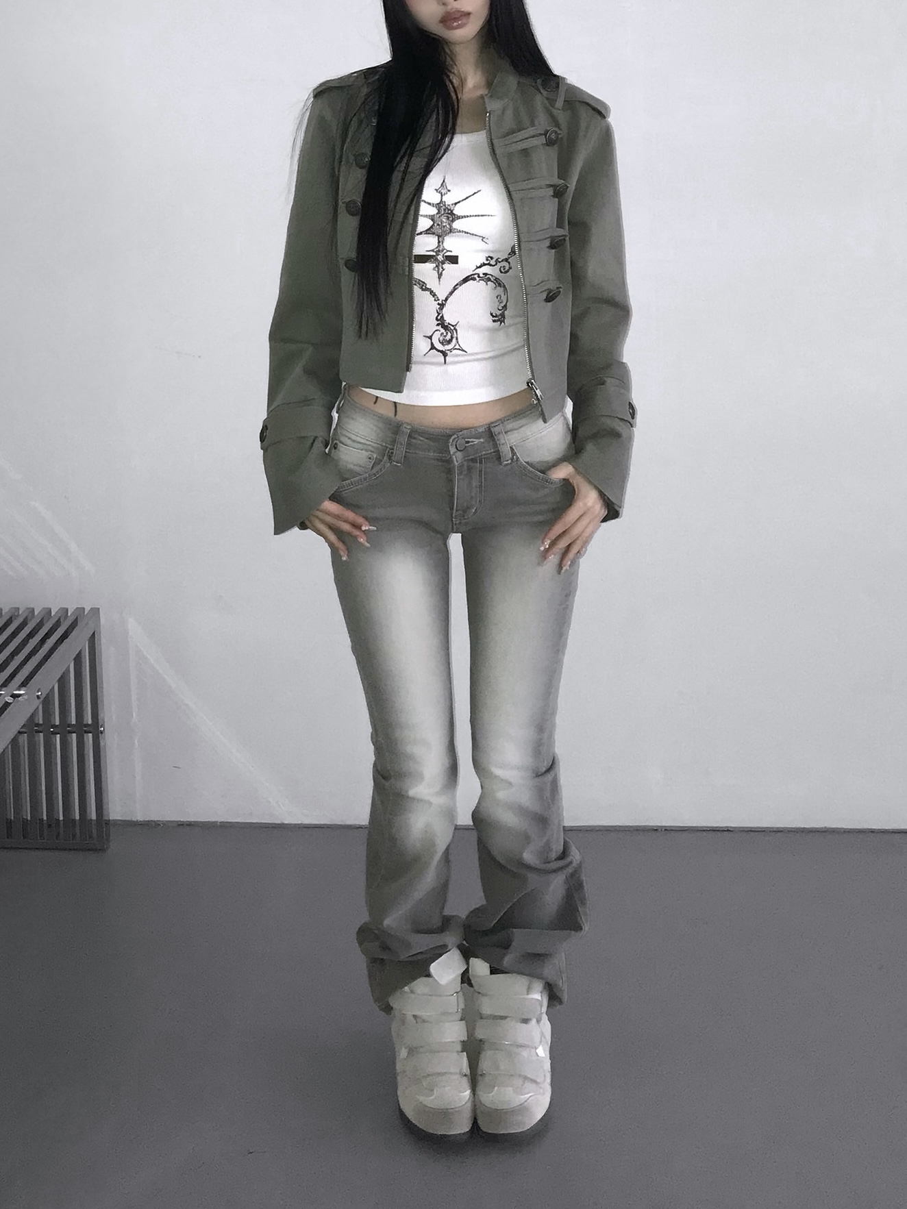 Vintage Zip Front Cropped Jacket