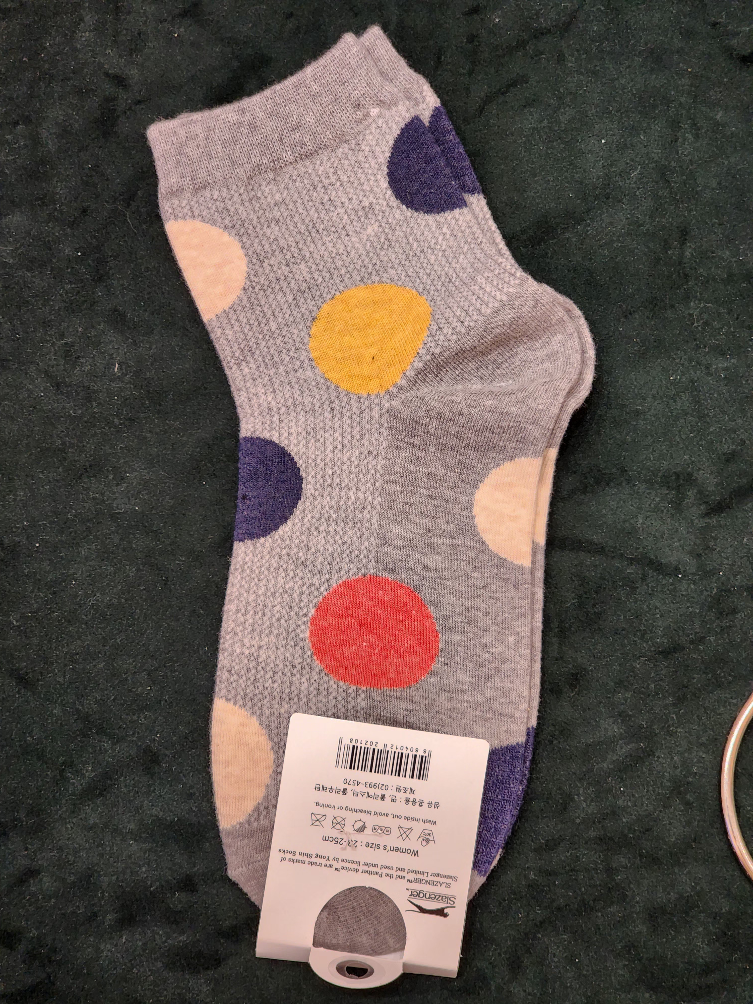 Slazenger Mid Socks Women White Yellow Orange Green Dots