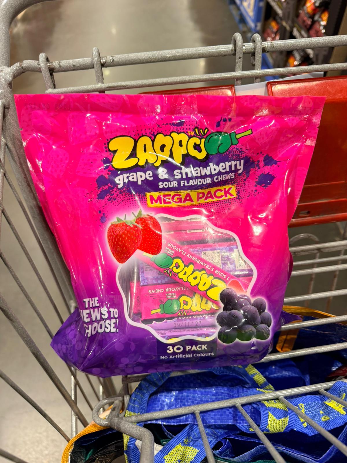 澳洲 Costco │ Zappo 葡萄與草莓酸甜咀嚼糖(酸味軟糖)超值巨大包 780g
