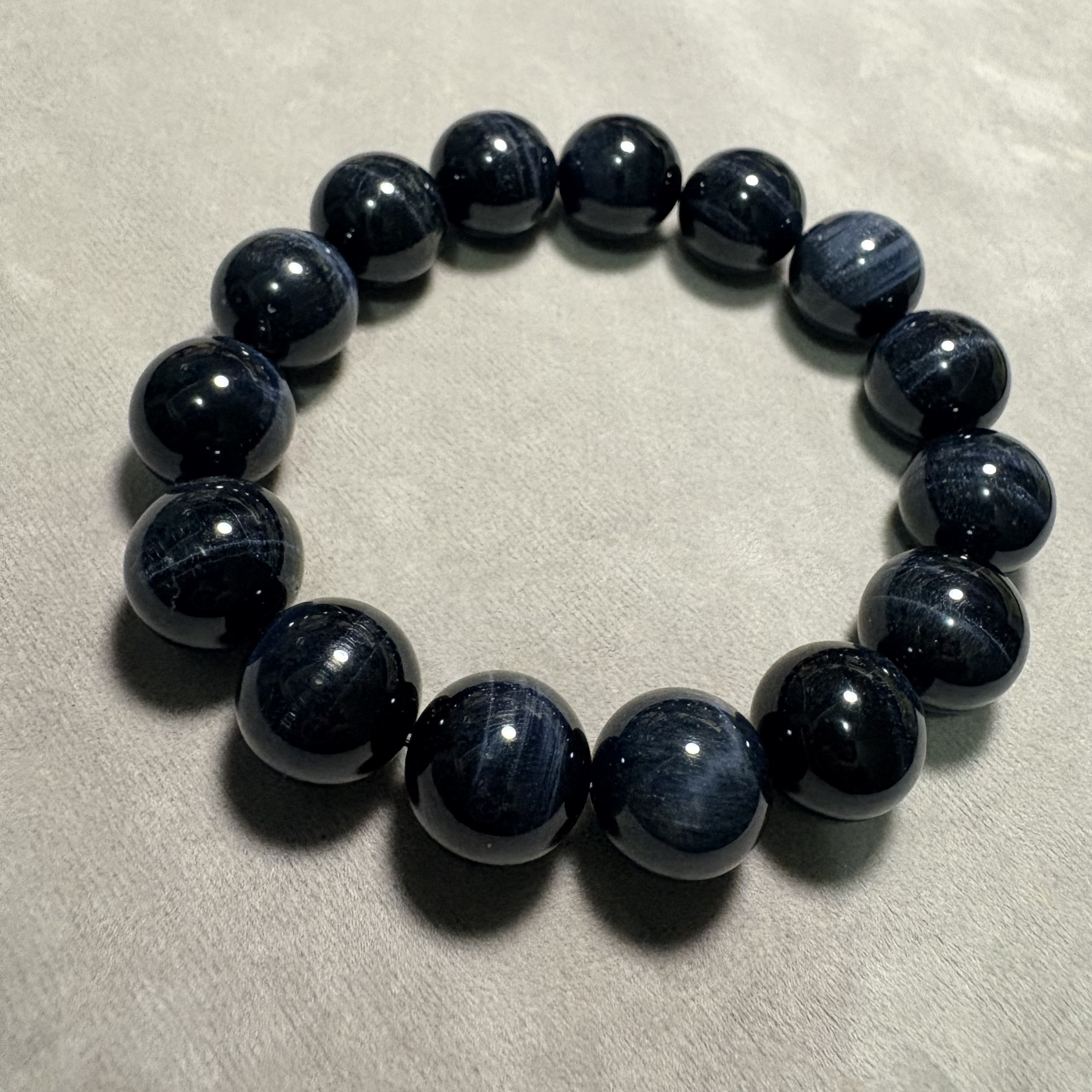 13.5mm藍虎眼石手串No. 3569｜規格：13.6mm珠16cm手圍