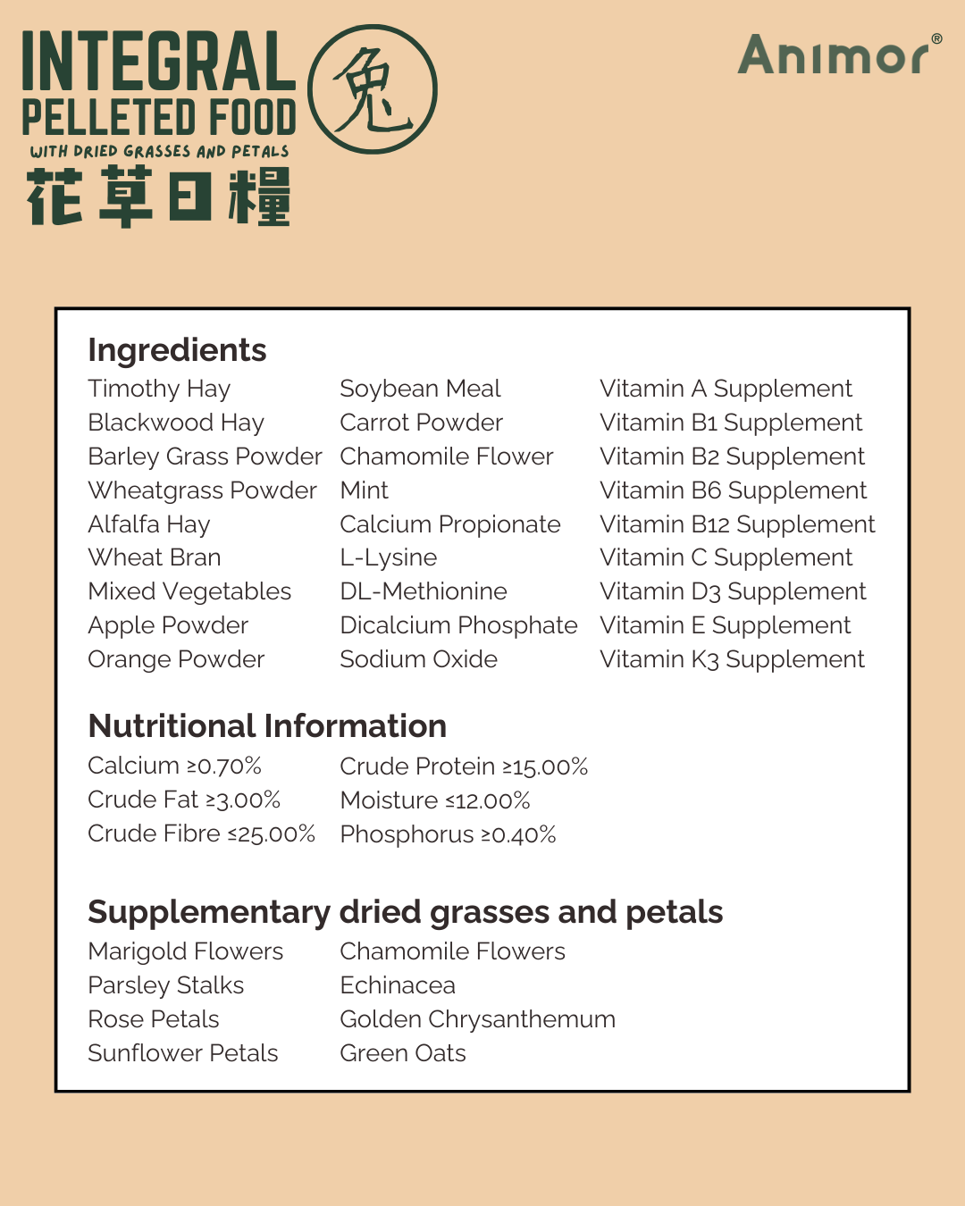 香港 Animor 花語日糧(兔) 2kg