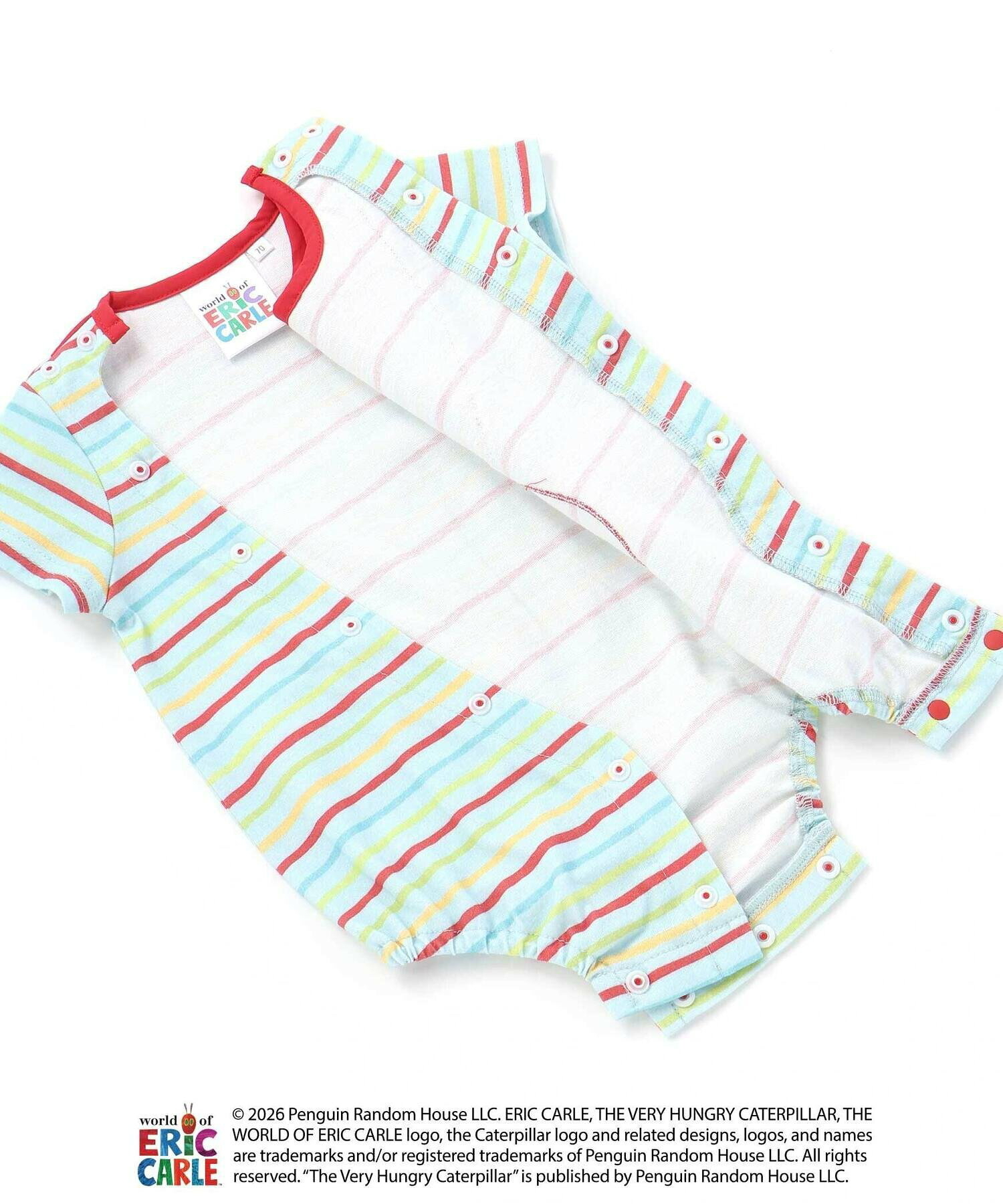 🇯🇵預訂 日本直送🇯🇵兩色好餓的毛毛蟲格紋條紋翻領短袖包屁衣