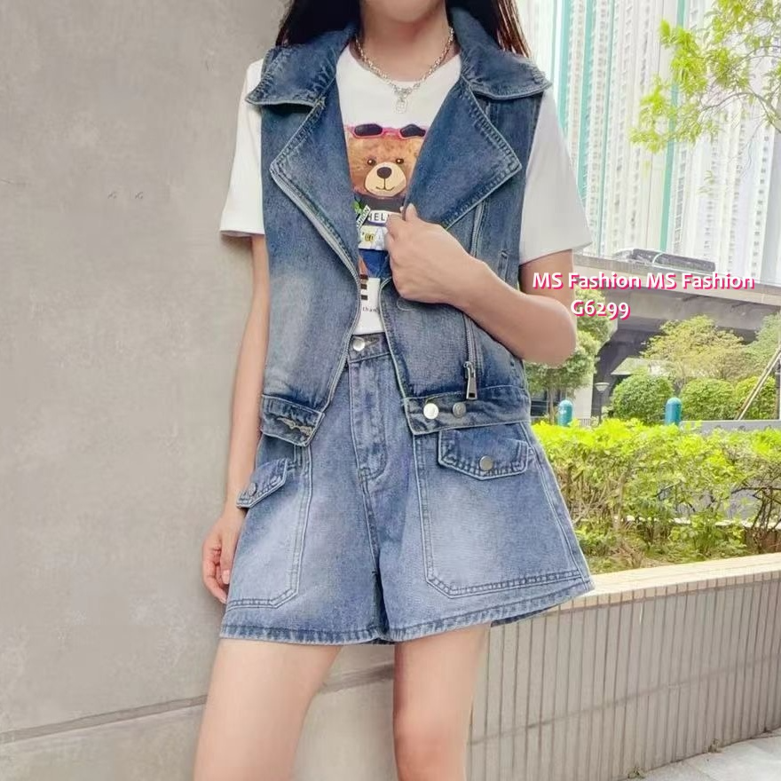 G6299 韓國🇰🇷反領牛仔背心外套