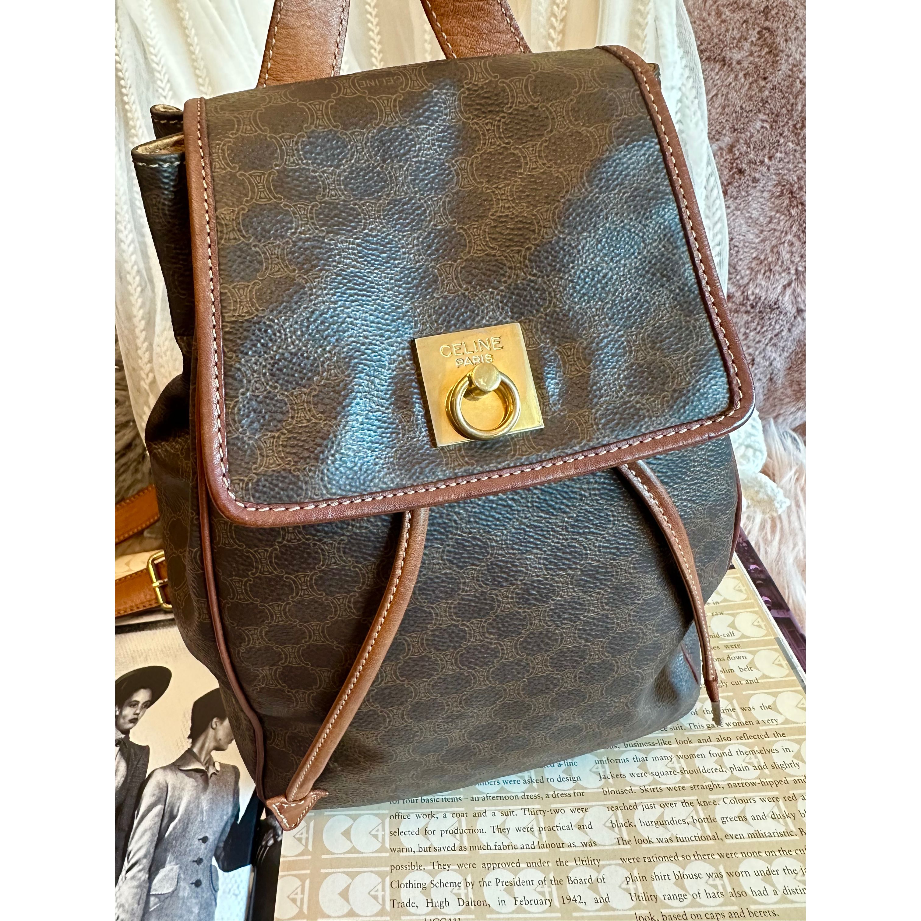 CELINE Macadam Triomphe Backpack Brown Vintage Old Celine kiefuk