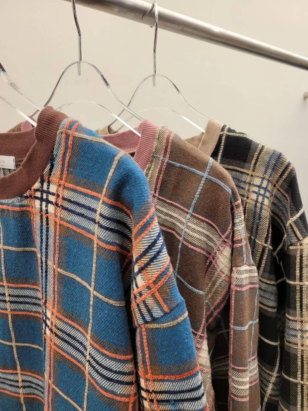 PW YE 立體絲絨車線格仔top