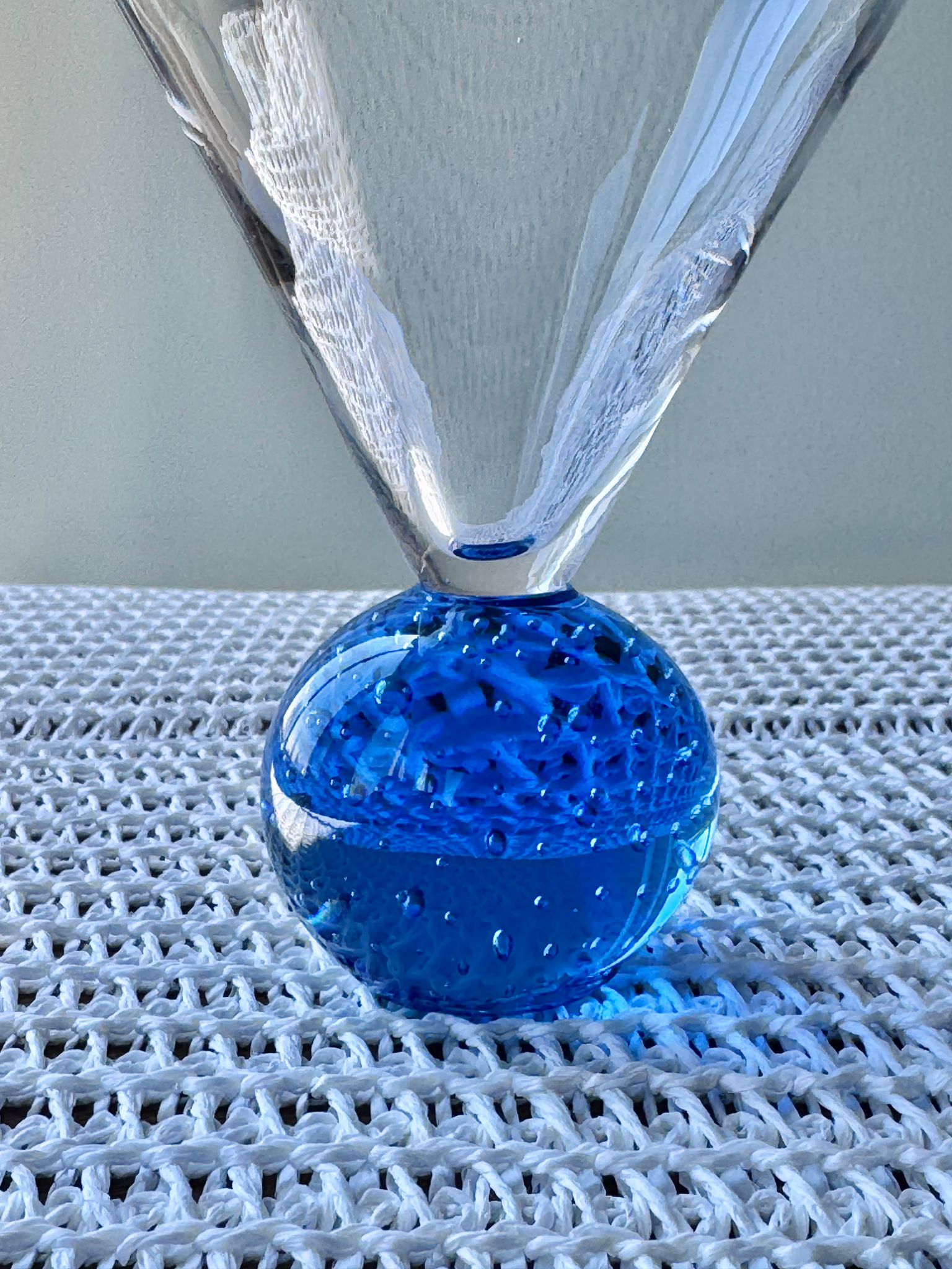 Cobalt Blue Bubble Stem Martini Glasses