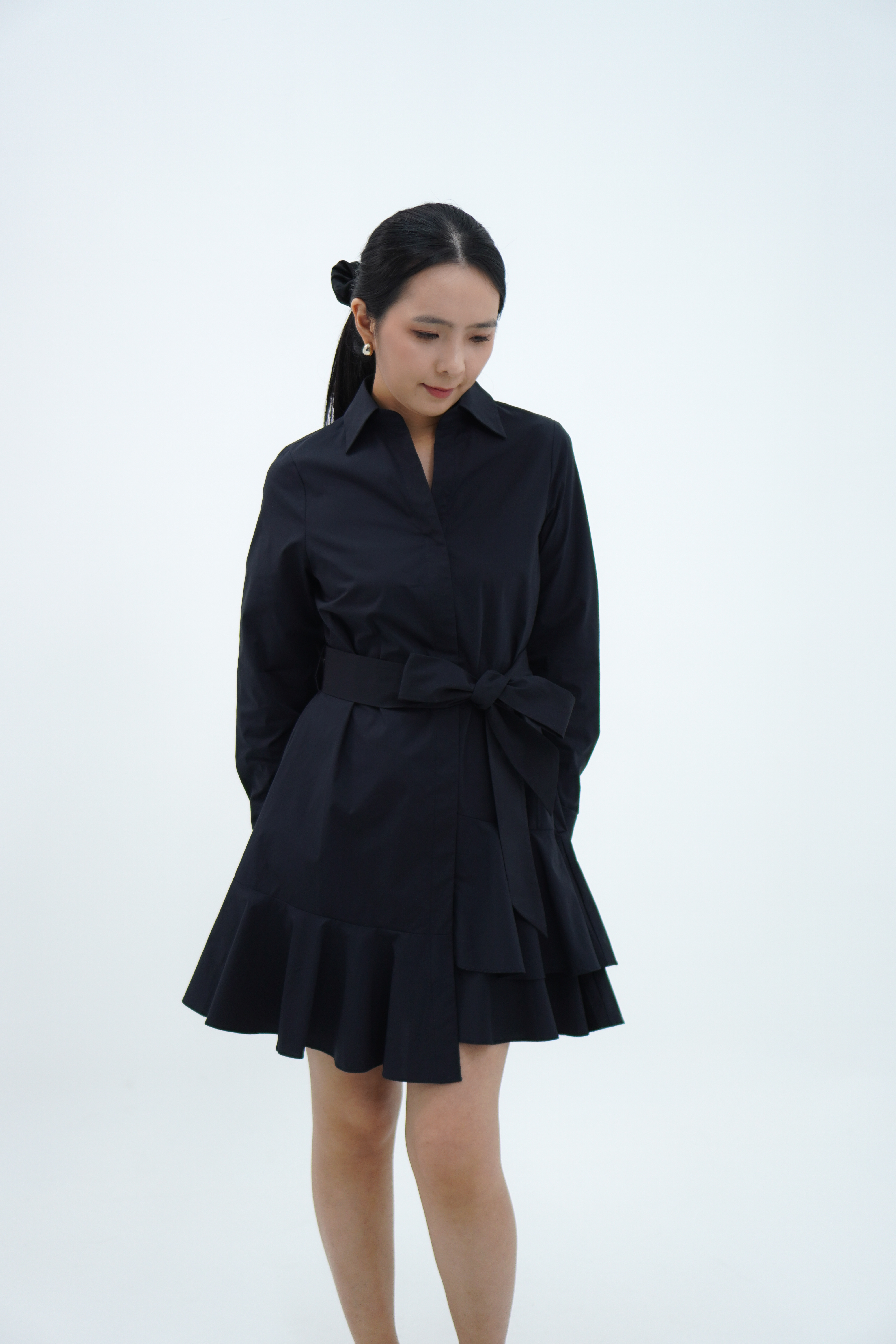 【设计师款】长袖层叠下摆连衣裙 Long Sleeve Dress with Ruffle Hem