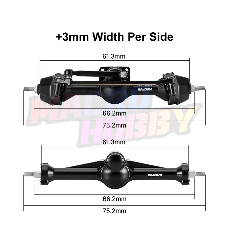 INJORA +3mm Planet Axles with Brass Steering Knuckles for 1/30 SCX30 #530387