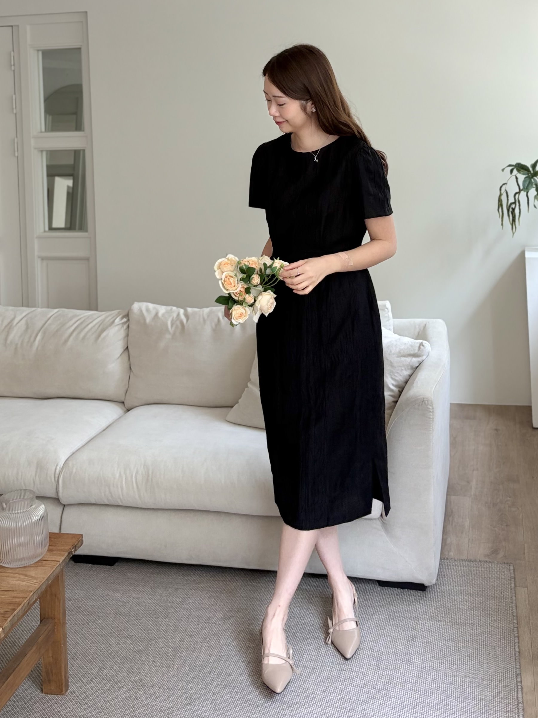 Lune Textured Dress (Black)
