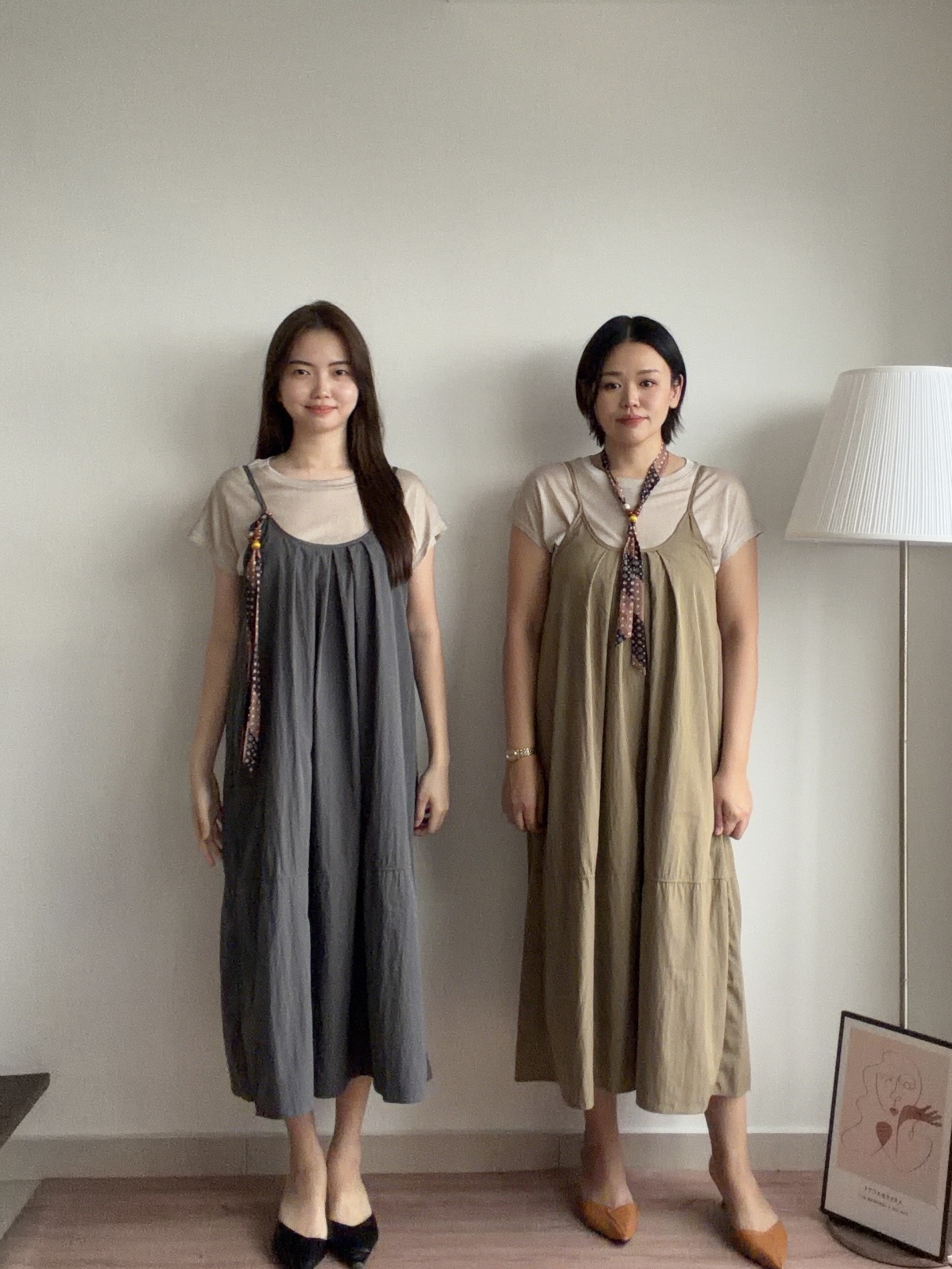 D2374 Tiered Camisole Dress Matching Set - 3 Colors