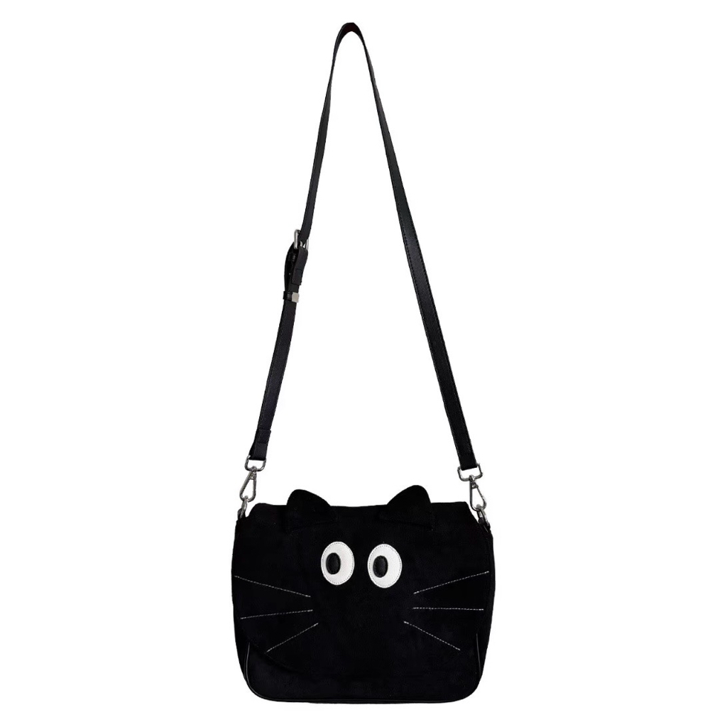 軟糯黑貓與橘貓絨感斜孭袋