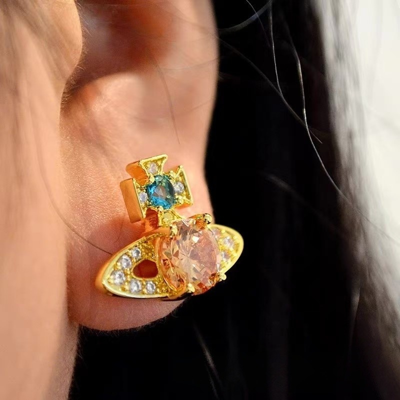 【現貨】Vivienne Westwood 土星鋯石耳環