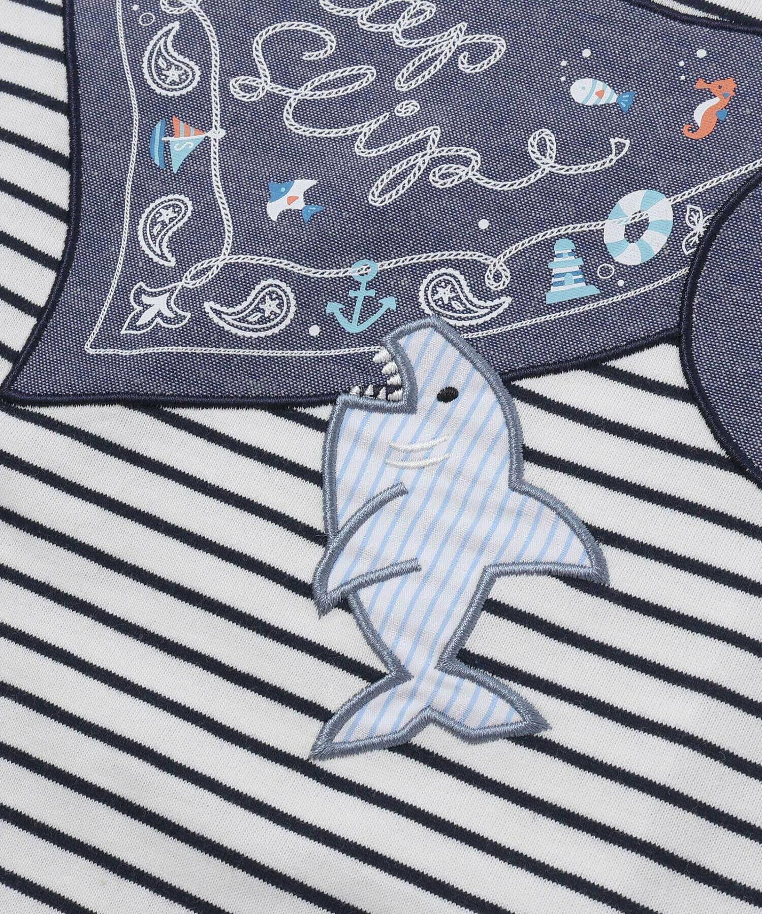 🆕【⭐訂購⭐】🌀 🇯🇵 日本直送 水手領造型 刺繡 橫間 短袖T恤［2款選］🌀 [ELDA-0195][260521]