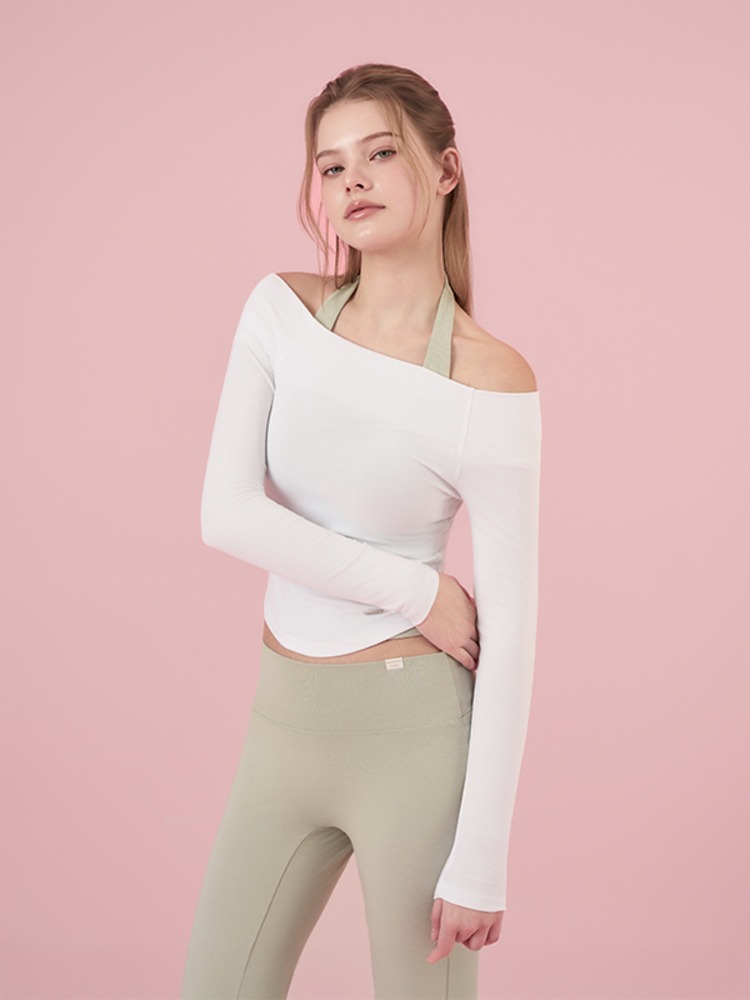 法式氛圍感Off Shoulder Top 預購_Slim Fit Off-shoulder Long Sleeve by Grandeline