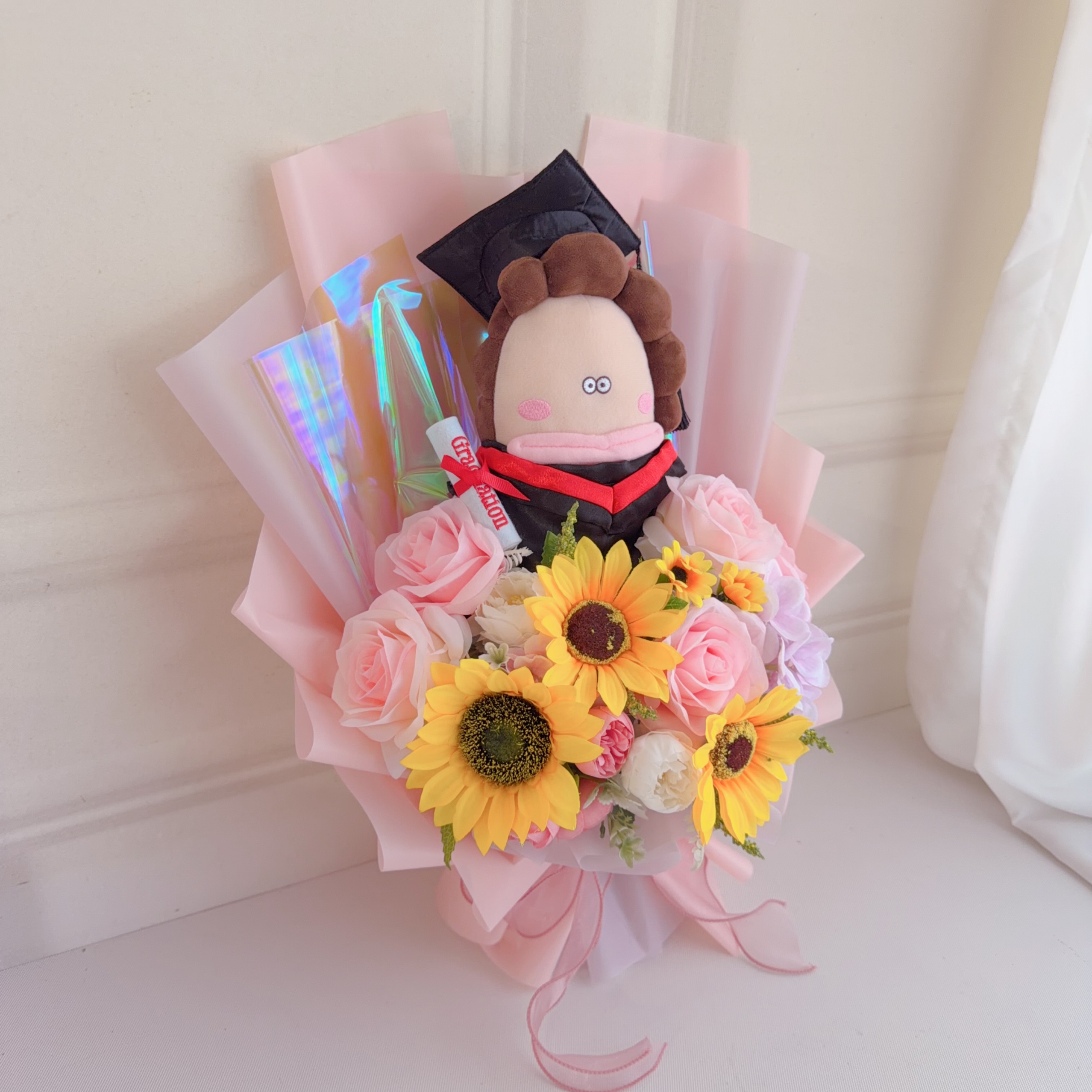 (現貨)花師奶畢業公仔花束 現貨價