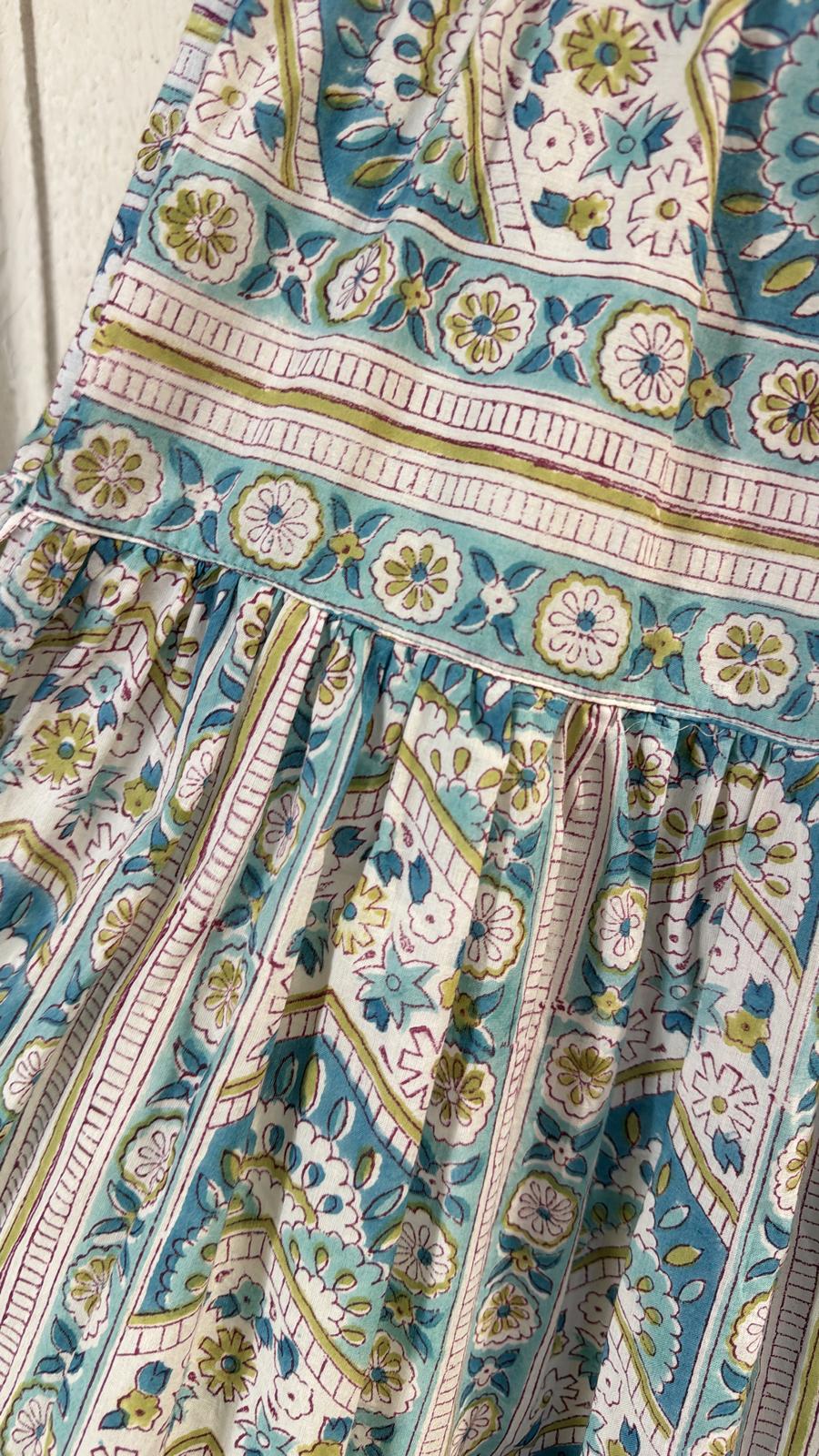 SSD009 Light Green Block Prints Skirt 37"