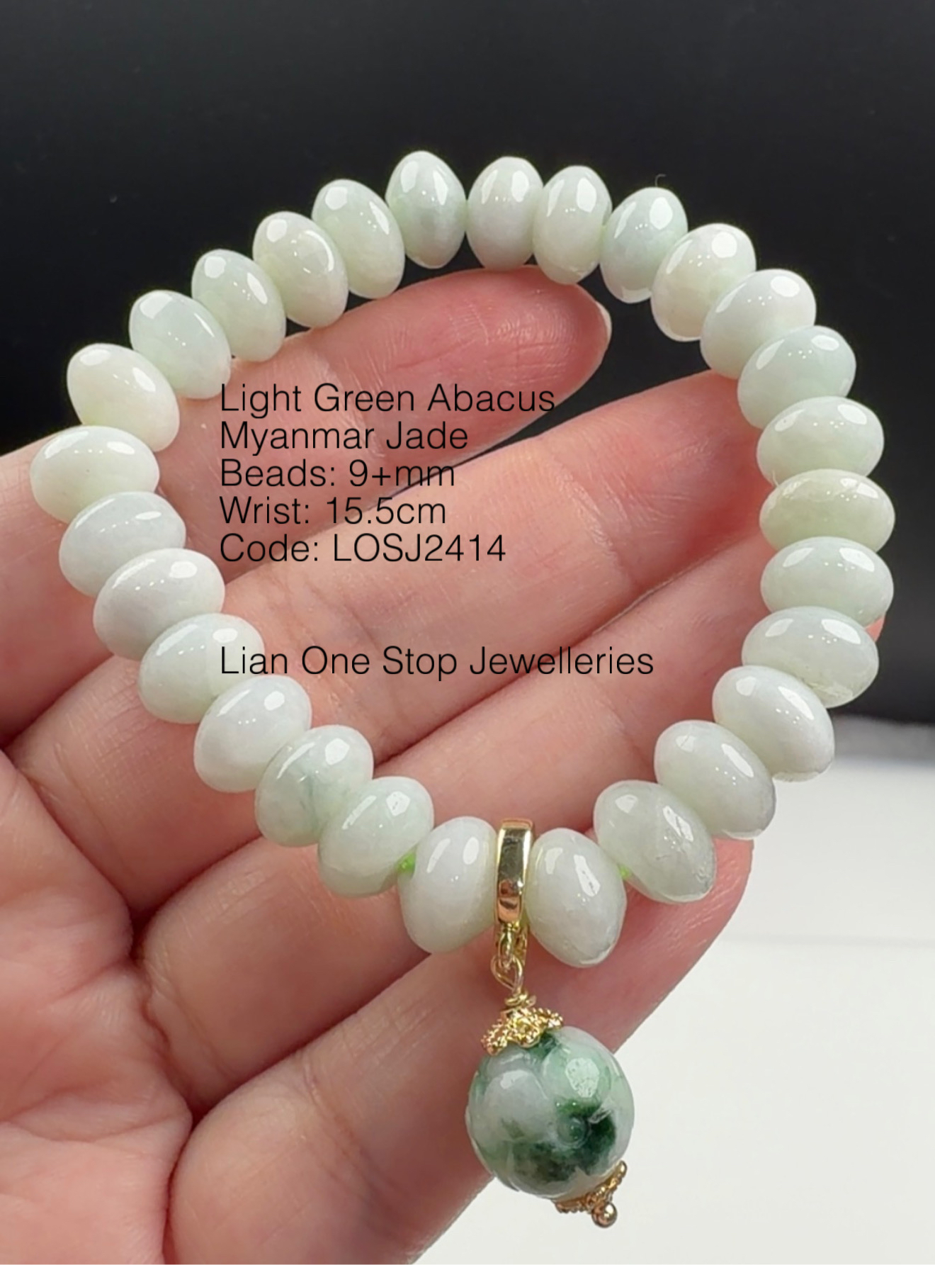 Code: LOSJ2414 Light Green Abacus Myanmar Jade 9+mm  