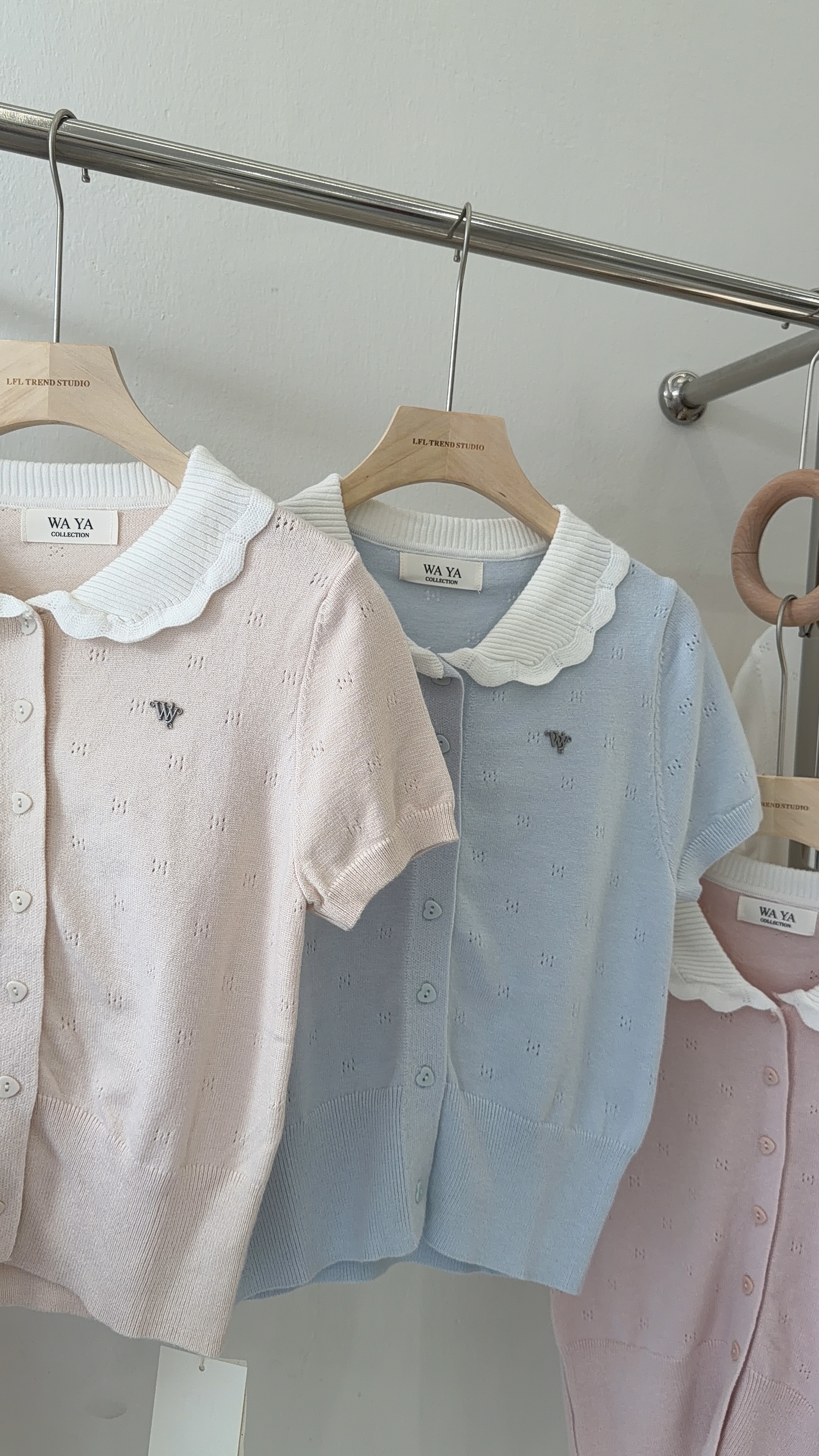 6520 韩系小香风撞色娃娃领短袖