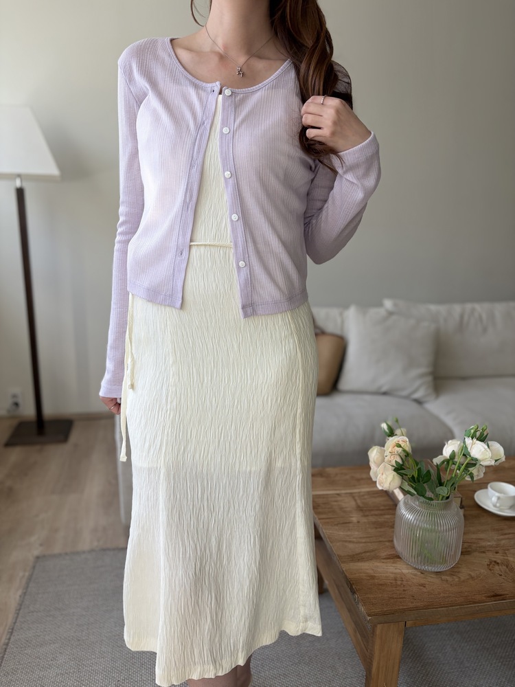 Airy Pastel Cropped Cardigan (Lavender)