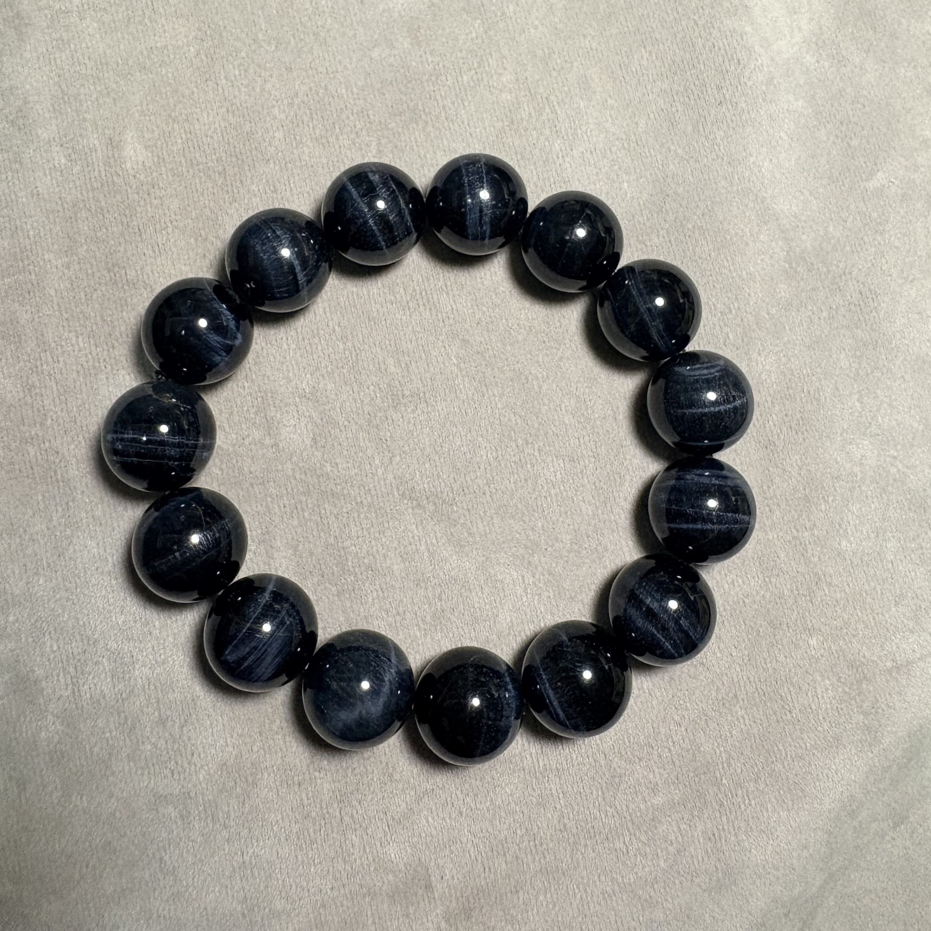 13.5mm藍虎眼石手串No. 3569｜規格：13.6mm珠16cm手圍