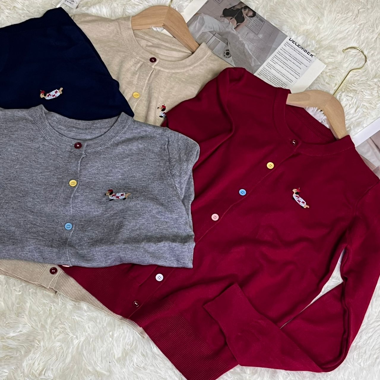 C2001#2869 [Knit Long sleeve Jacket]  Gentle Preppy Style